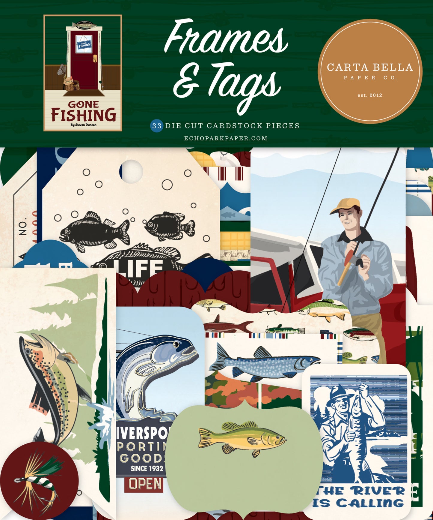 Carta Bella Gone Fishing Frames & Tags