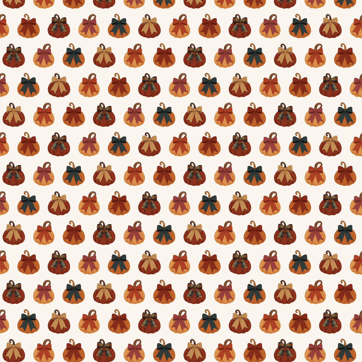 Carta Bella Paper -Here Comes Autumn Collection - 12 x 12 Double Sided Paper - Tied In A Bow Pumpkins