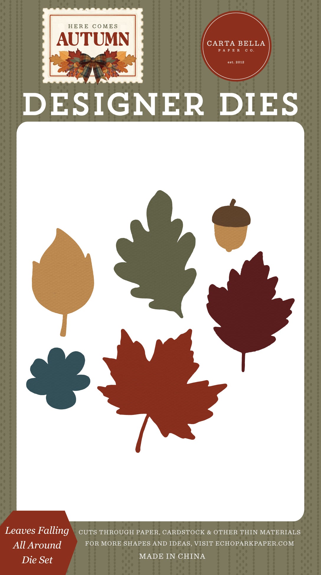 Carta Bella Paper -Here Comes Autumn Collection - Designer Dies - Leaves Falling All Around