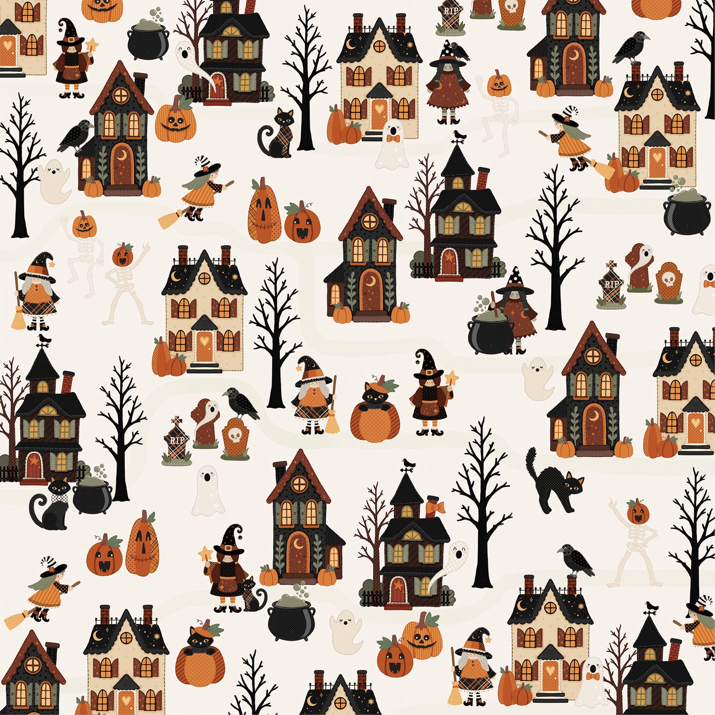 Carta Bella Paper - Handmade Halloween Collection - 12 x 12 Double Sided Paper - Haunted Halloween Street