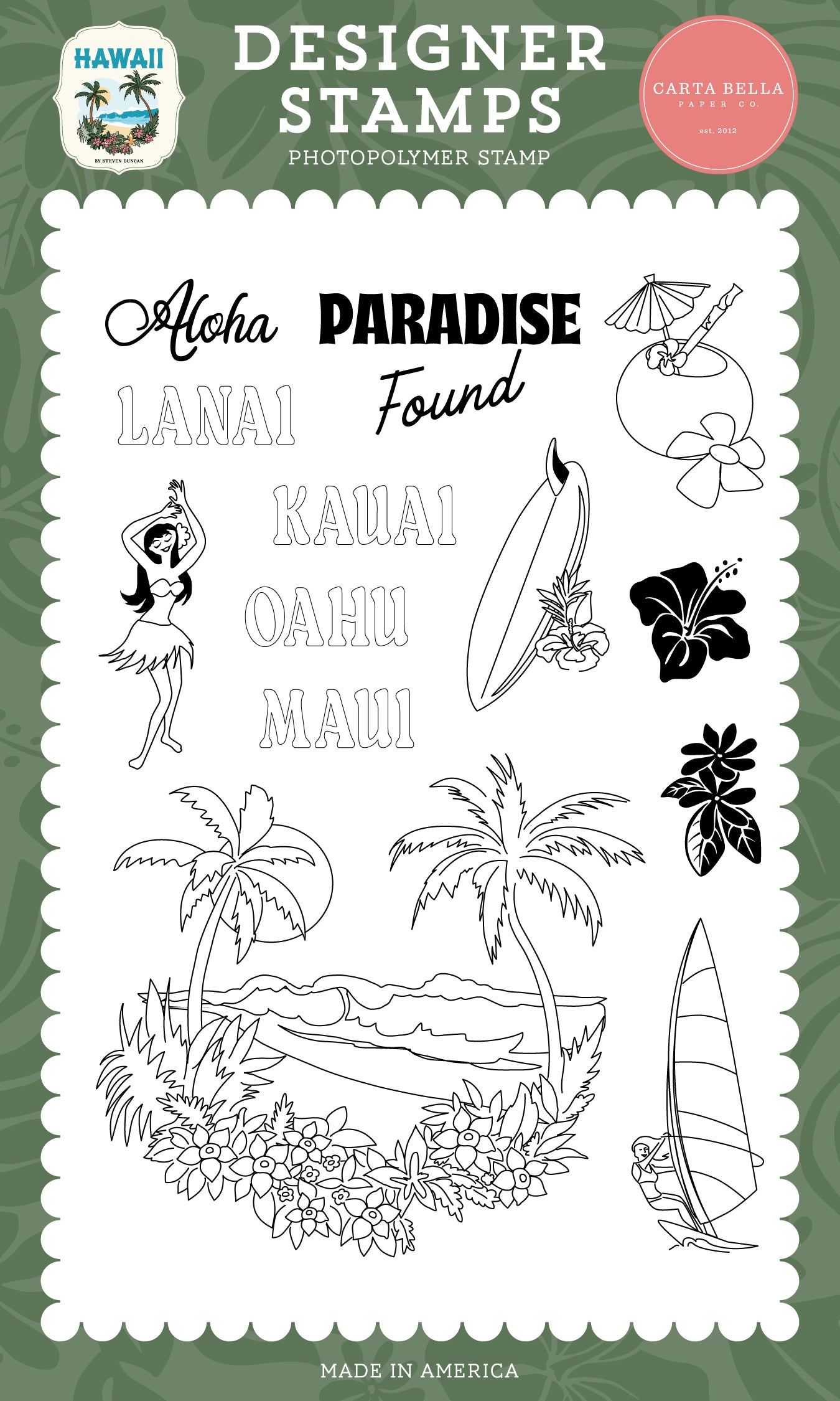 Carta Bella Paper - Hawaii Collection - Clear Photopolymer Stamps - Paradise Cities
