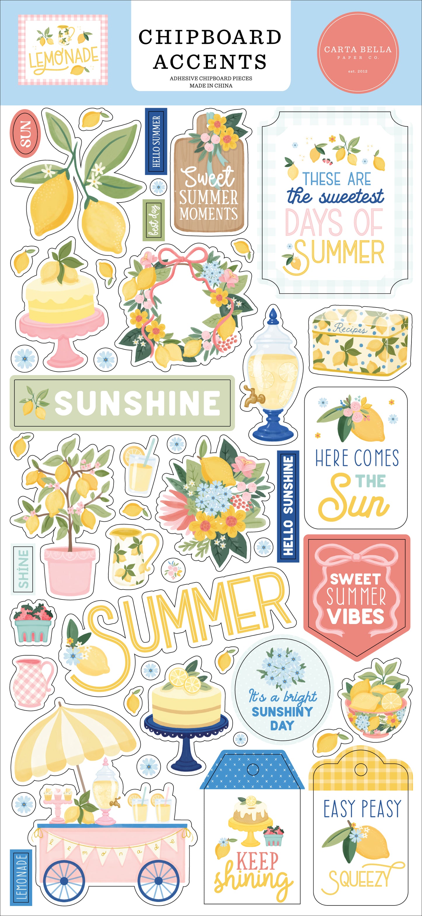 Carta Bella Paper - Lemonade Collection - Chipboard Accents