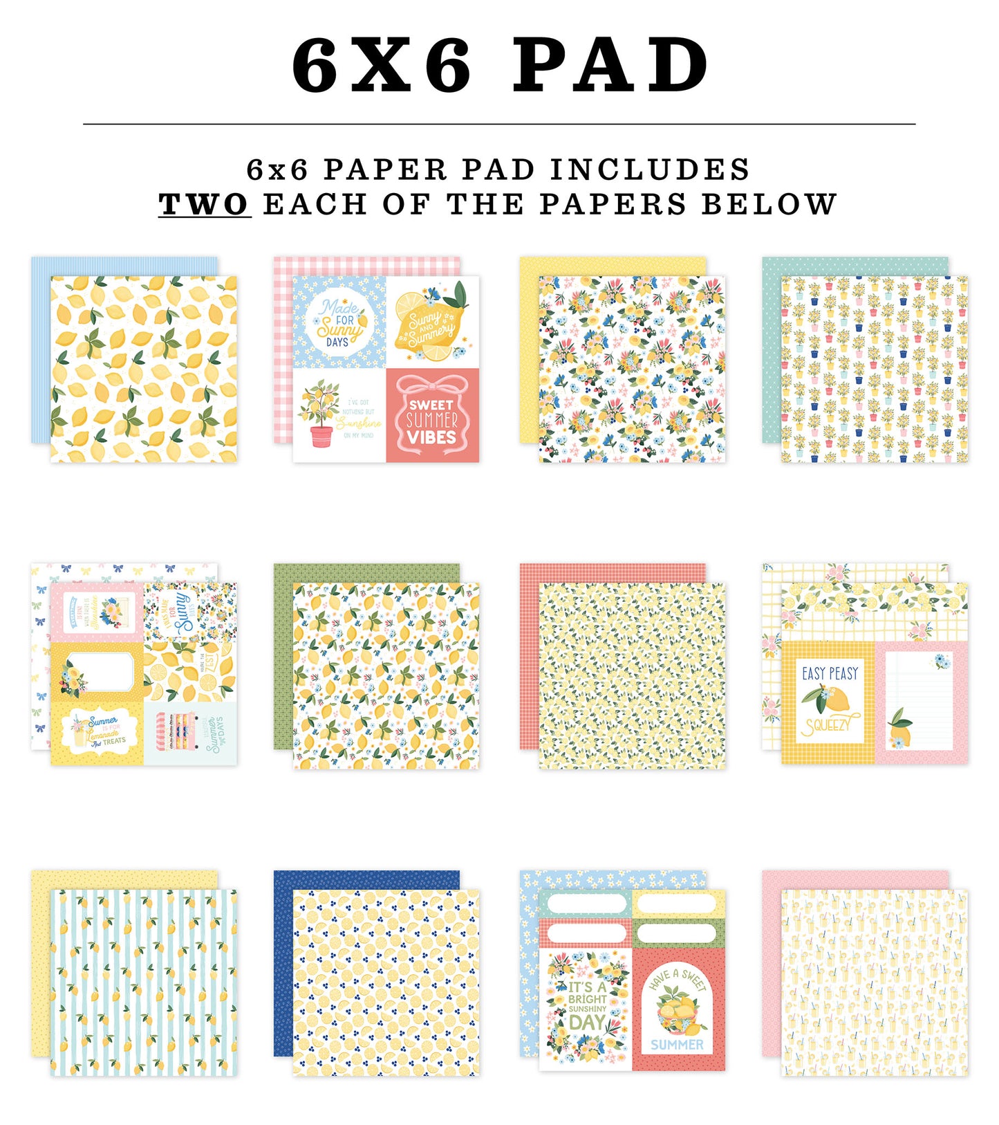 Carta Bella Paper - Lemonade Collection - 6 x 6 Paper Pad