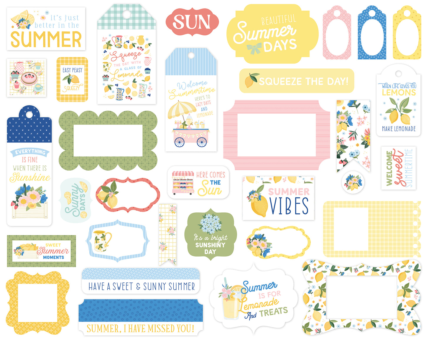 Carta Bella Paper - Lemonade Collection - Ephemera - Frames And Tags