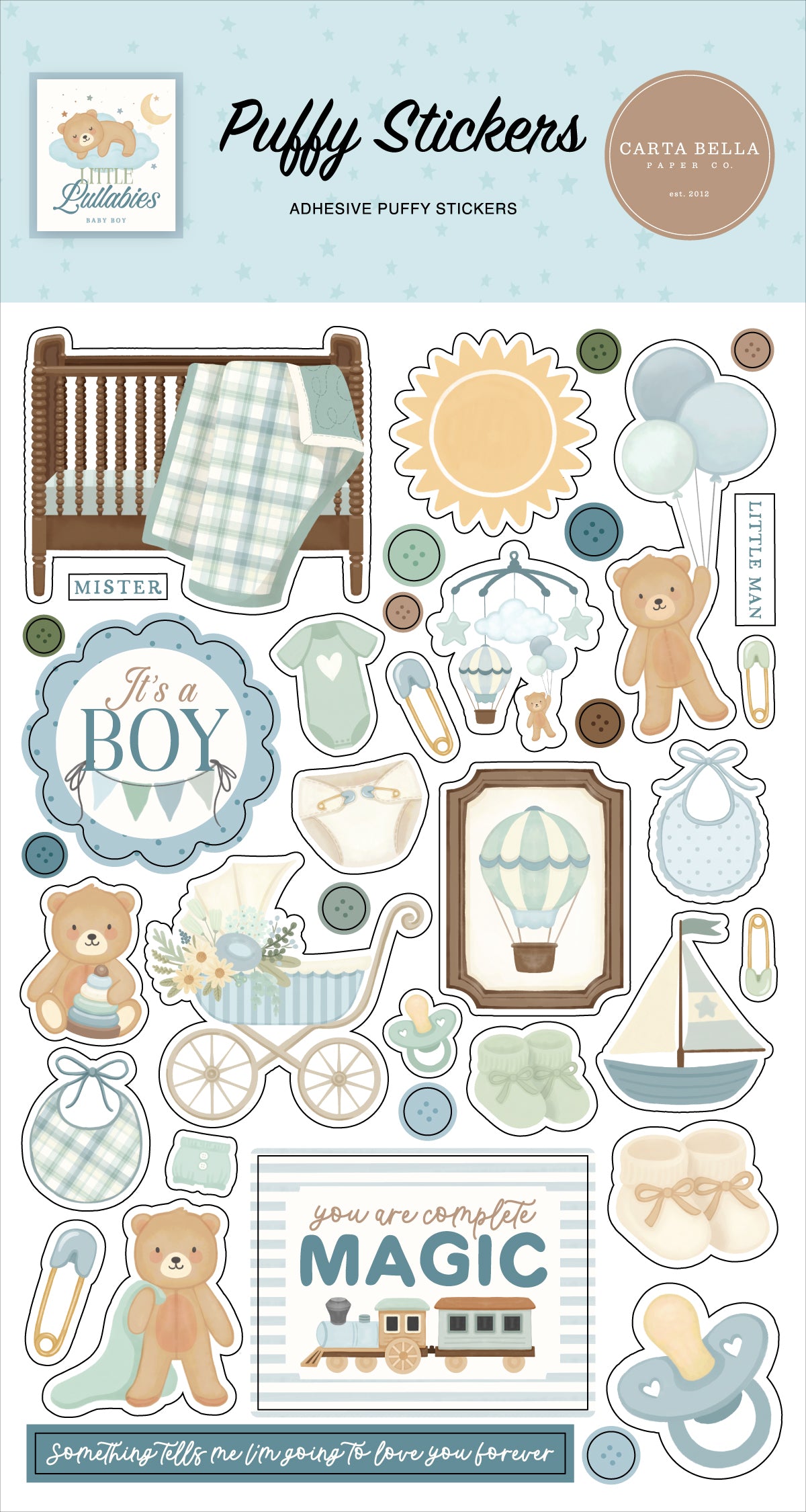 Carta Bella - Little Lullabies Baby Boy Collection - Puffy Stickers