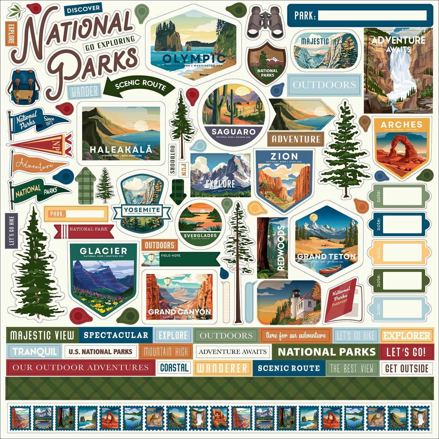 Carta Bella Paper - National Parks No. 2 Collection - Cardstock Stickers - Elements