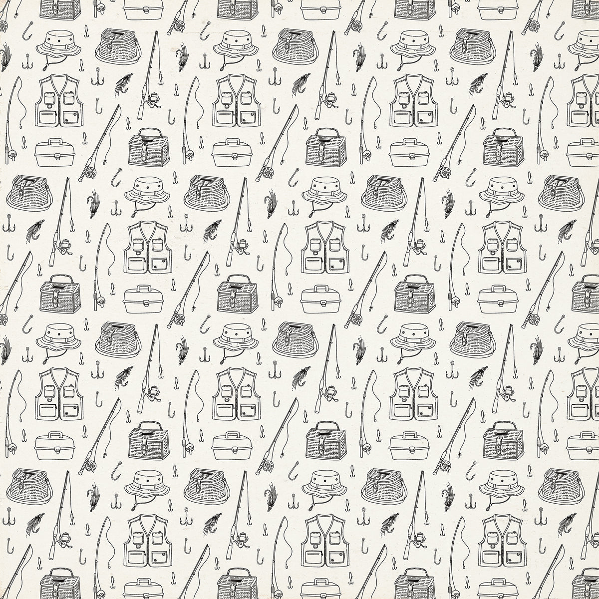 Carta Bella Paper - Great Outdoors Collection - 12 x 12 Double Sided Paper - Let's Go Fishing
