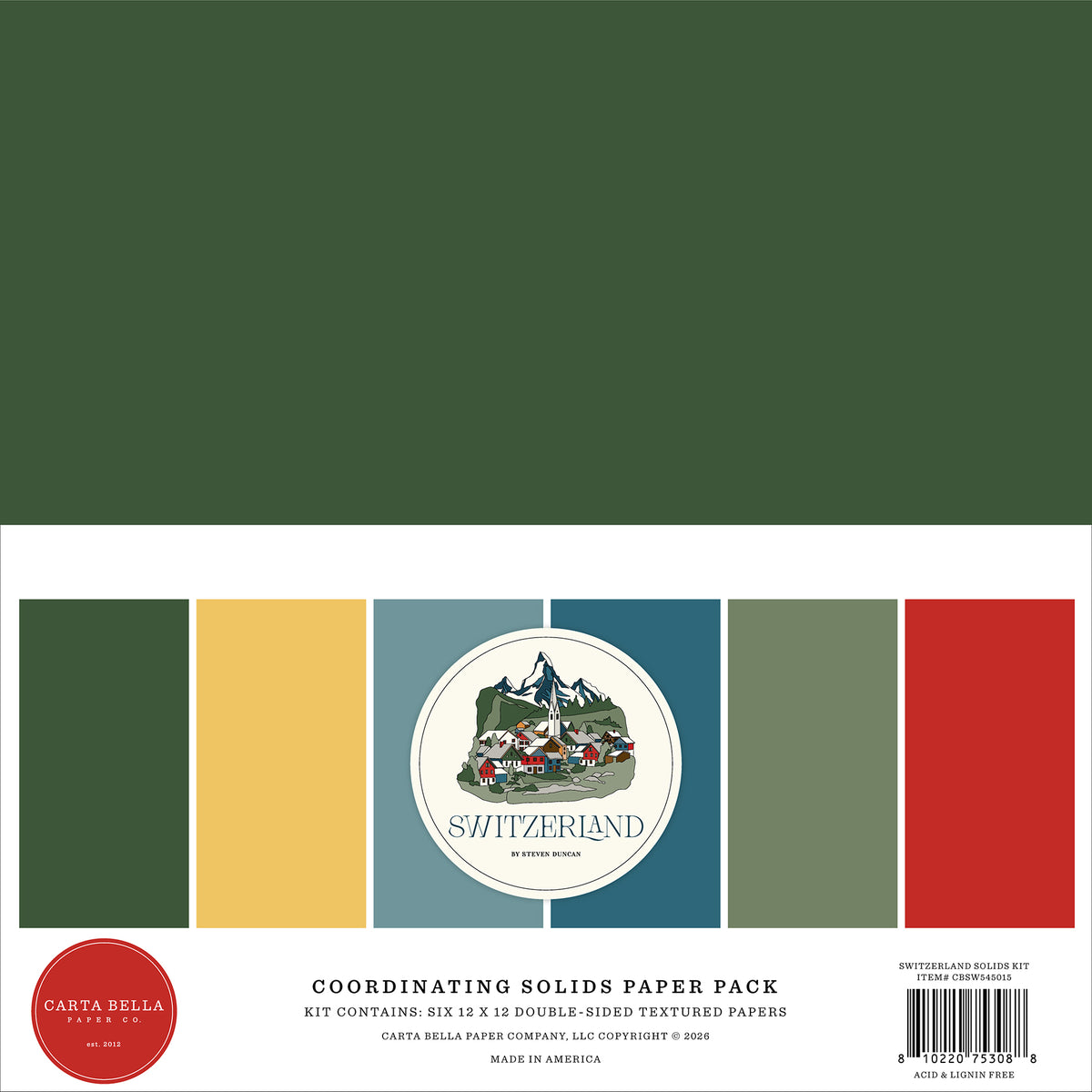 Carta Bella Paper - Switzerland Collection - 12 x 12 Solids Kit