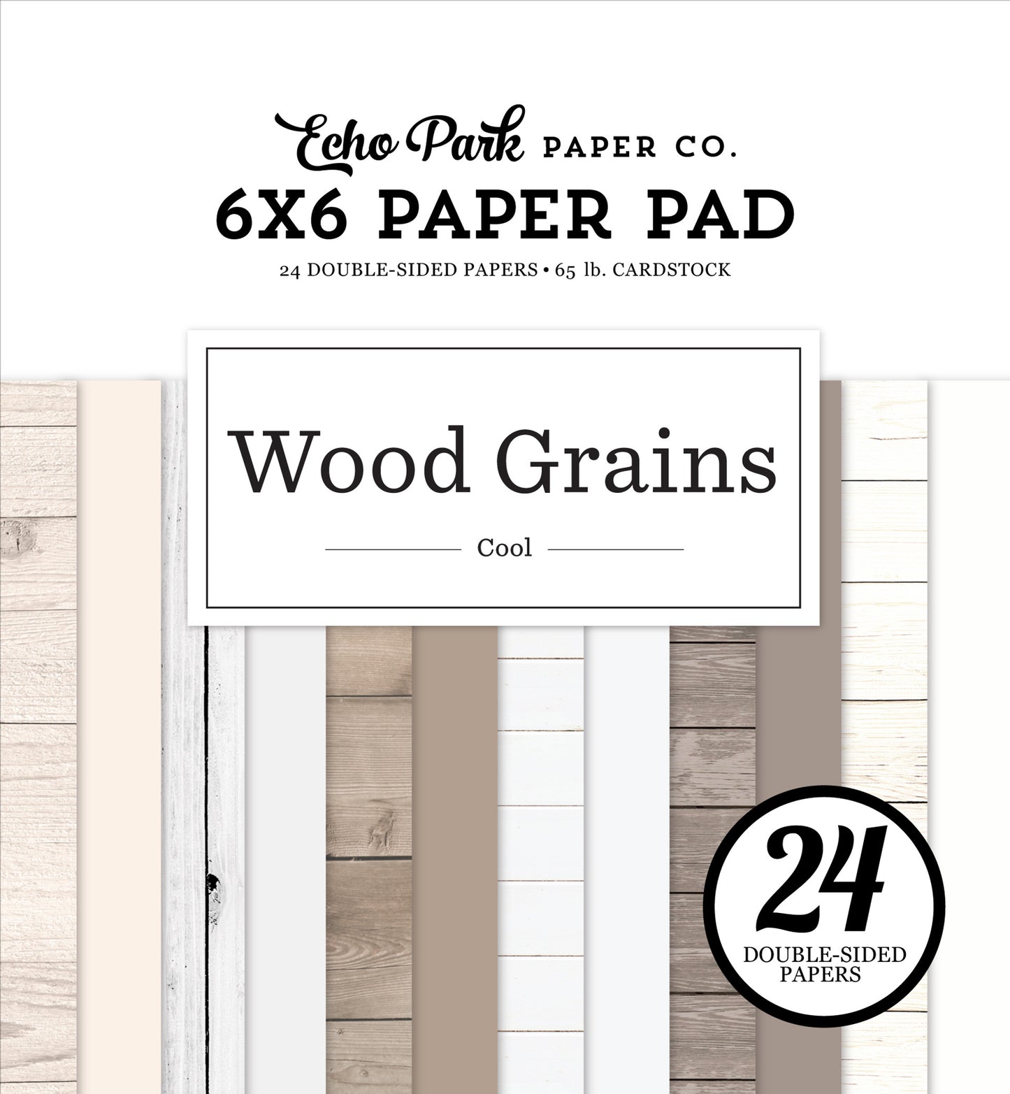 Echo Park - Wood Grains Collection - 6 x 6 Paper Pad - Cool Wood Grains