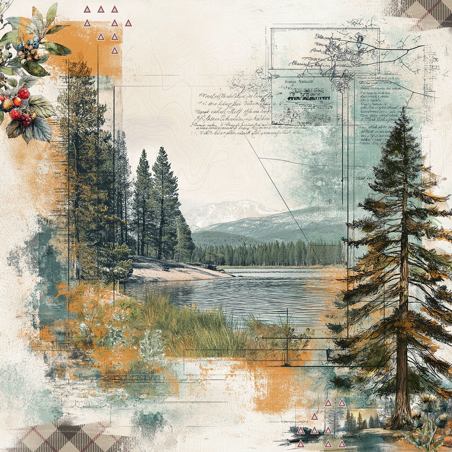 49 and Market - Campfire Memories Collection - 12 x 12 Double Sided Paper - Lakeside