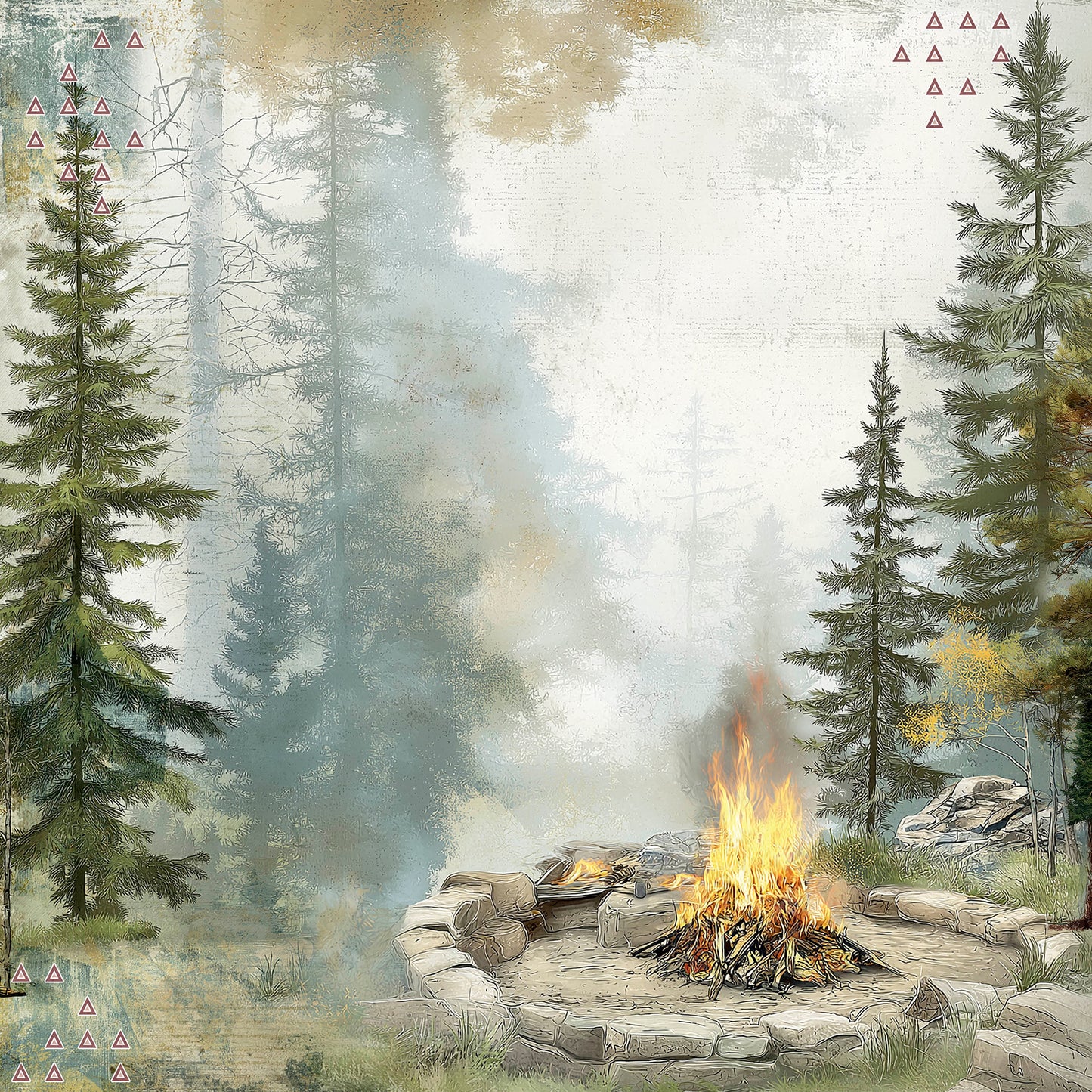 49 and Market - Campfire Memories Collection - 12 x 12 Double Sided Paper - Campfire
