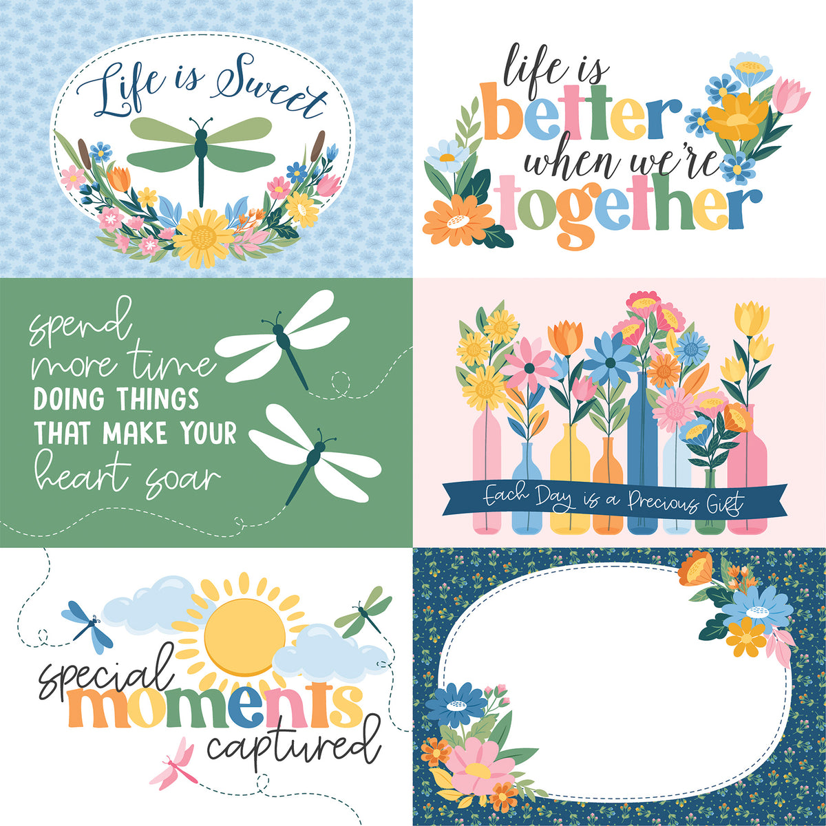 Echo Park - Dragonfly Collection -12 x 12 Double-Sided Paper - 6 x 4 Journaling Cards