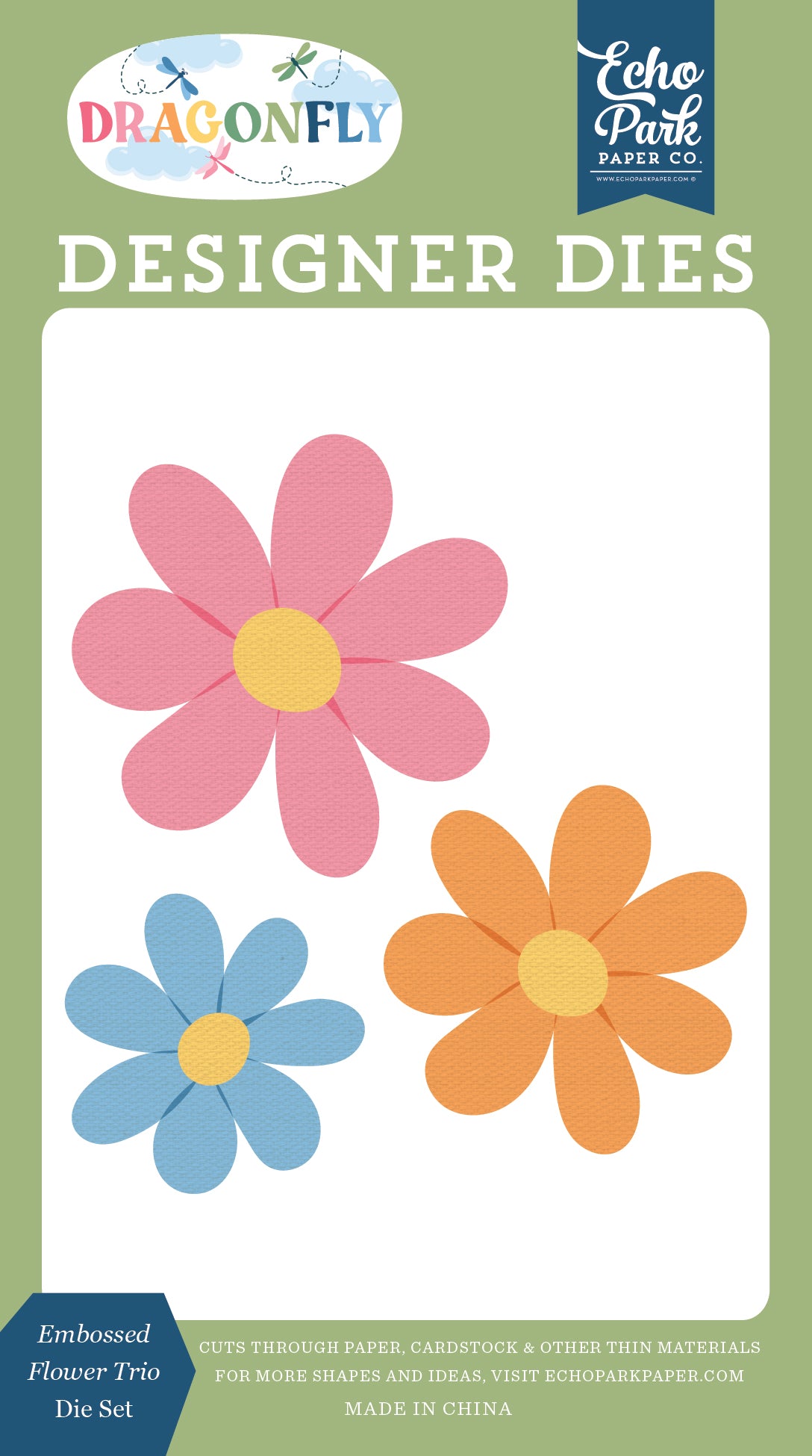 Echo Park - Dragonfly Collection -Designer Dies - Embossed Flower Trio