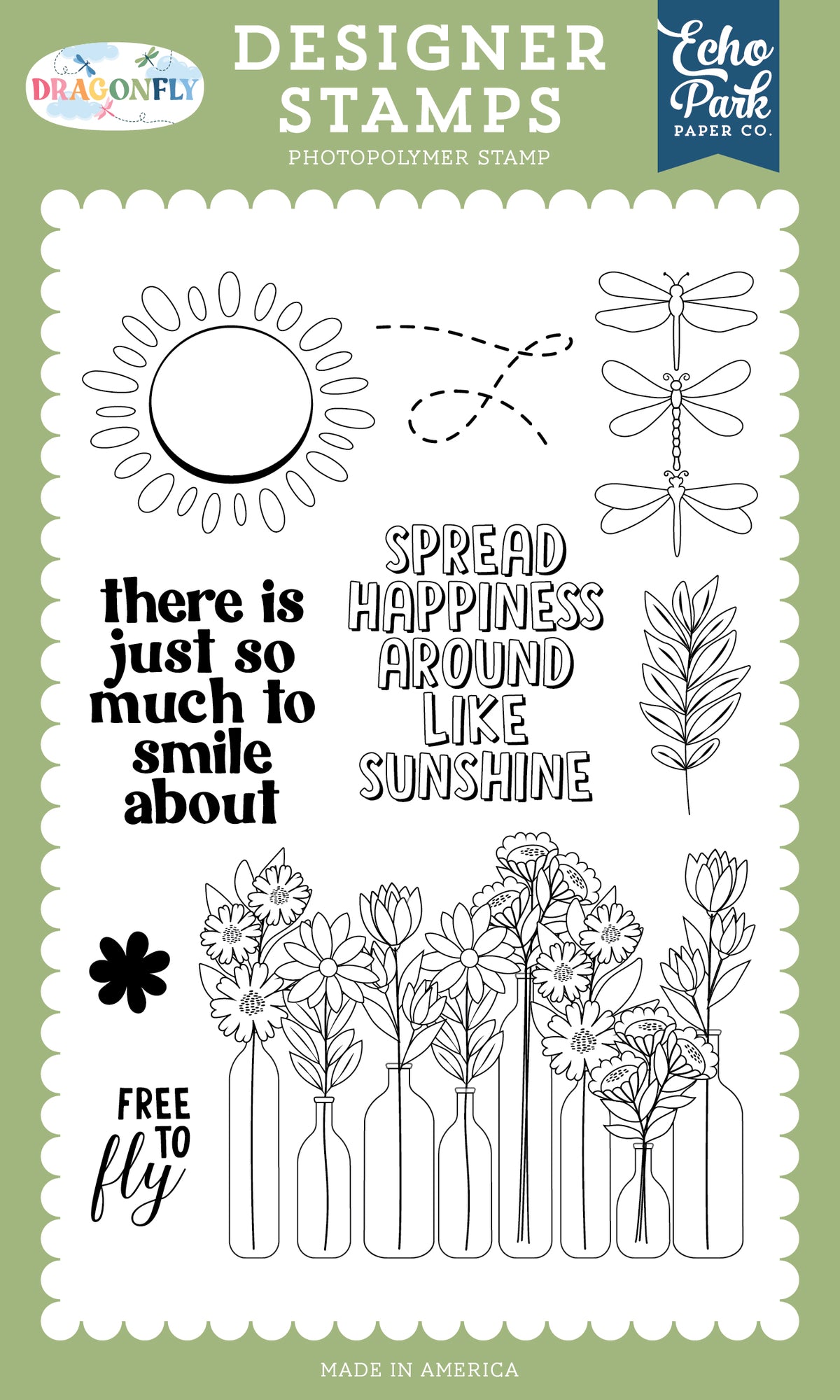 Echo Park - Dragonfly Collection -Photopolymer Stamp Set - Free To Fly