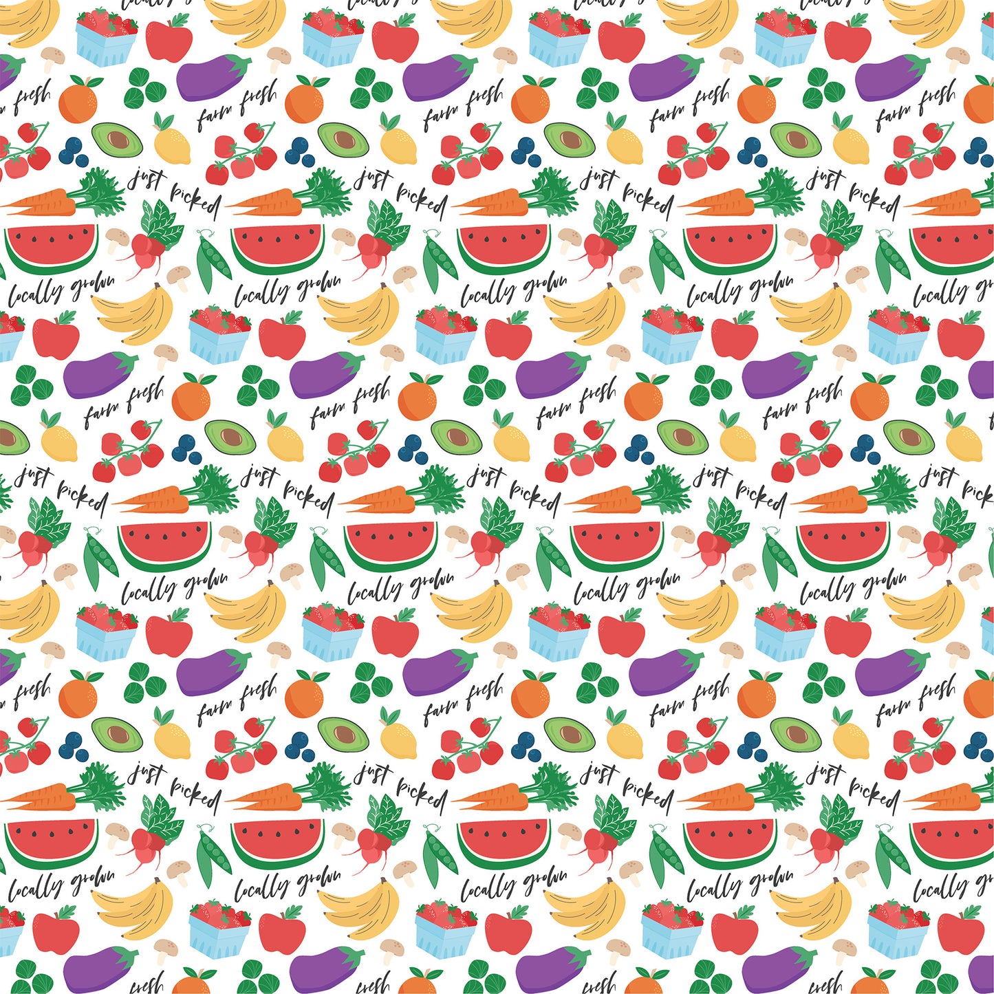 Echo Park - Freshly Picked Collection - 12 x 12 Double Sided Paper - Farm Fresh Produce