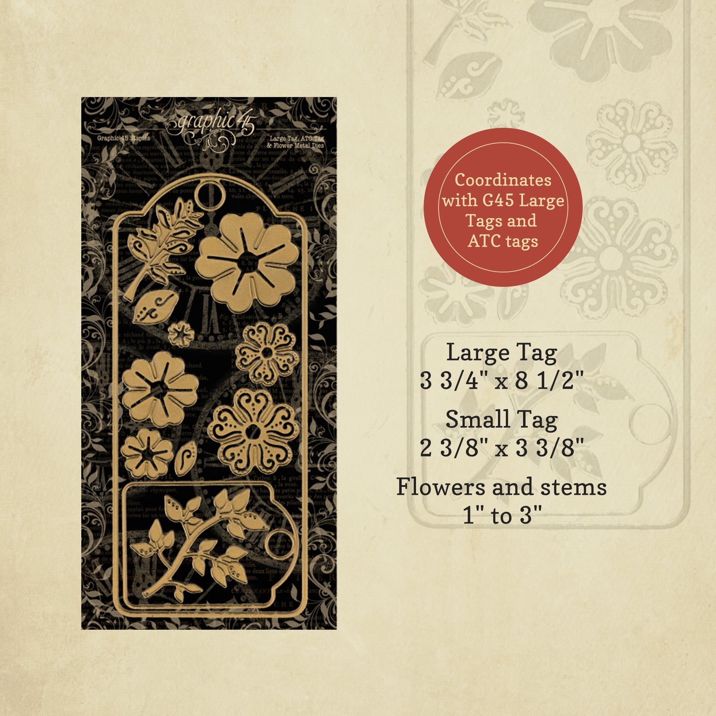 Graphic 45 Tag and Flowers Dies