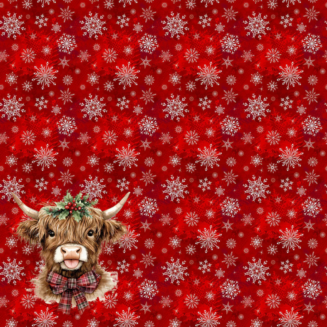 SSC Designs - Highland Cow Christmas Collection - 12 x 12 Double-Sided Scrapbook Paper - Holy Cow It's Snowing