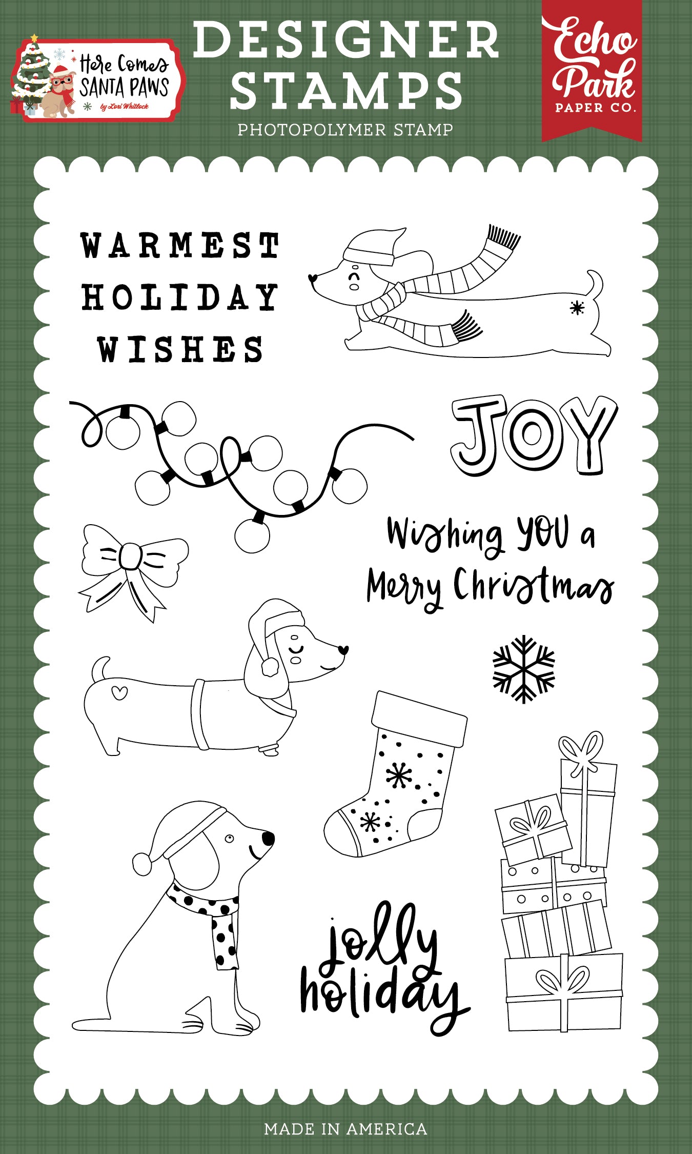 Echo Park - Here Comes Santa Paws: Warmest Holiday Wishes Stamp Set