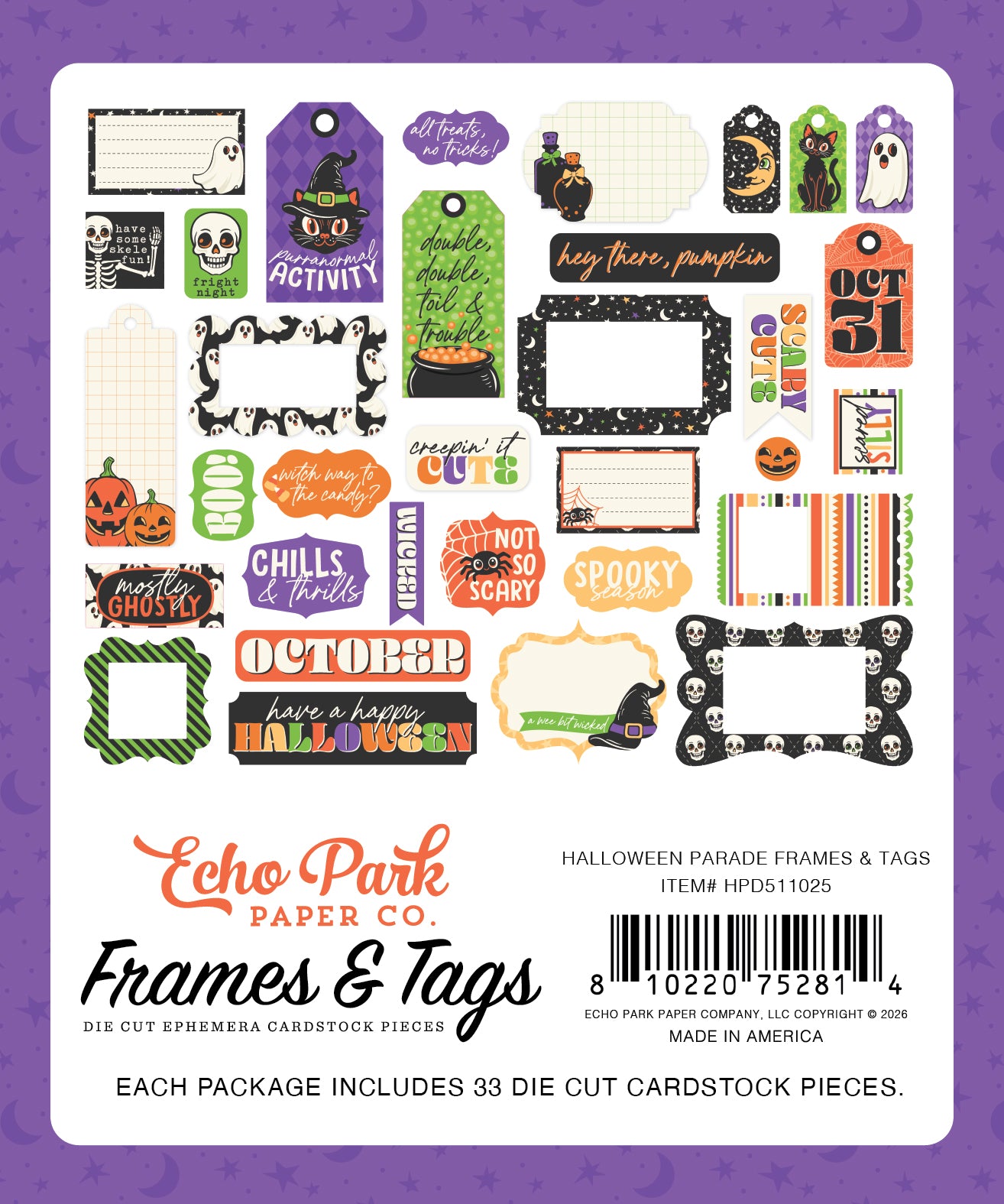 Echo Park - Halloween Parade Collection - Frames And Tags