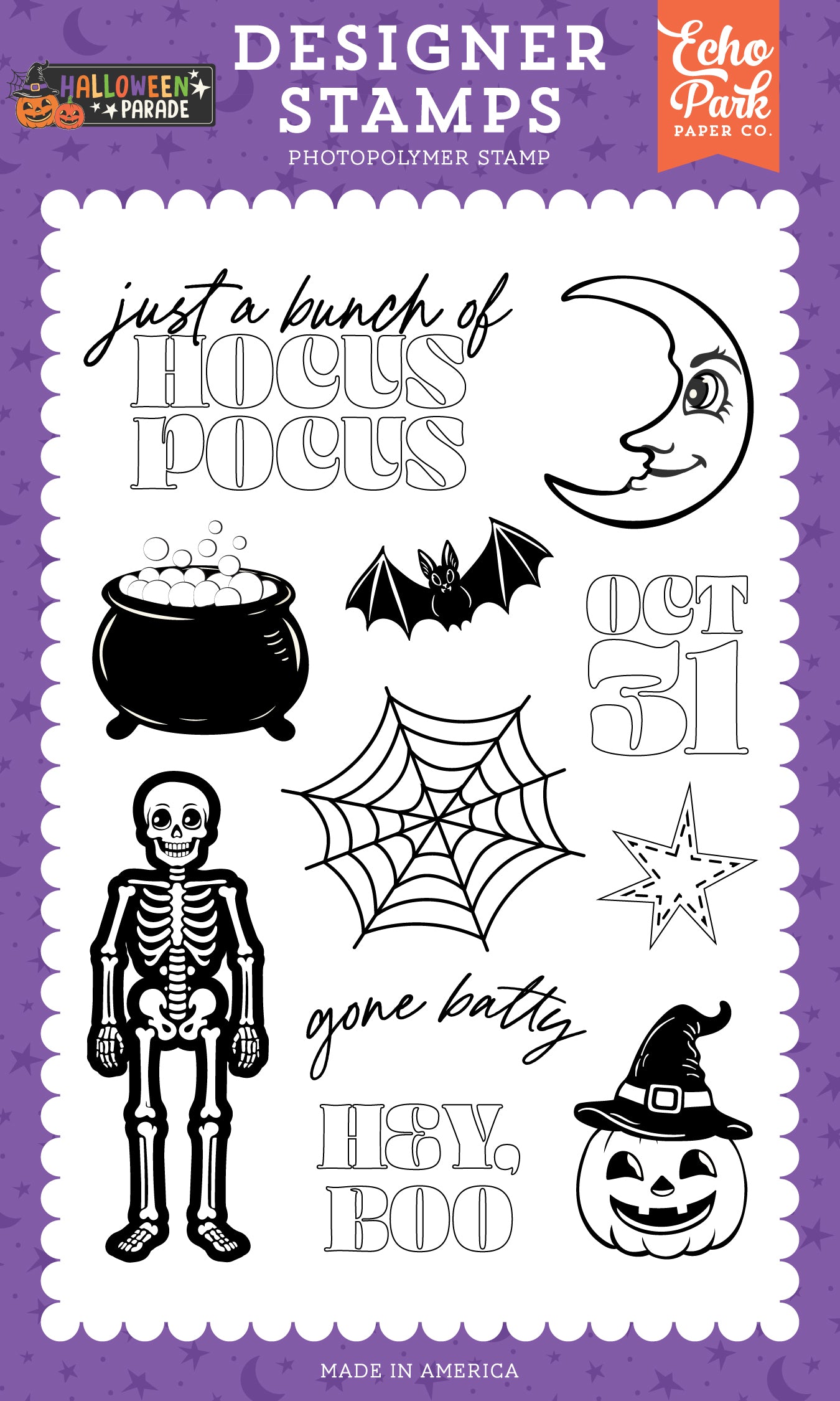 Echo Park - Halloween Parade Collection - Photopolymer Stamp Set - Gone Batty