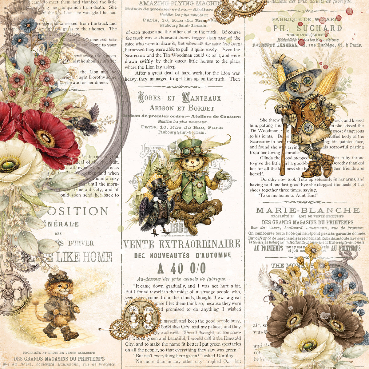49 And Market - Chronicles Of Oz Collection - 12 x 12 Double Sided Paper - The Oz Chronicle