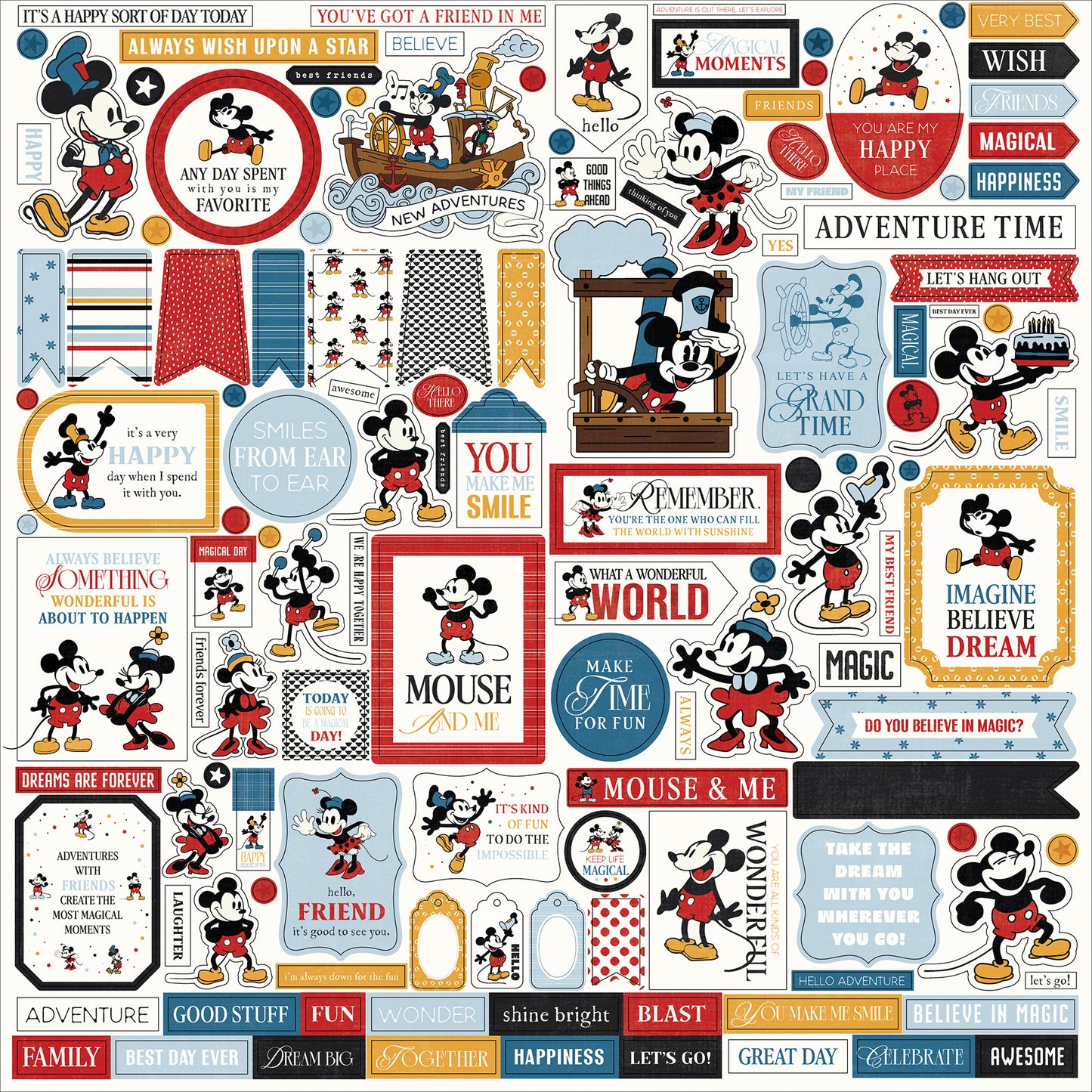 Echo Park - Mouse And Me Collection - Cardstock Element Stickers