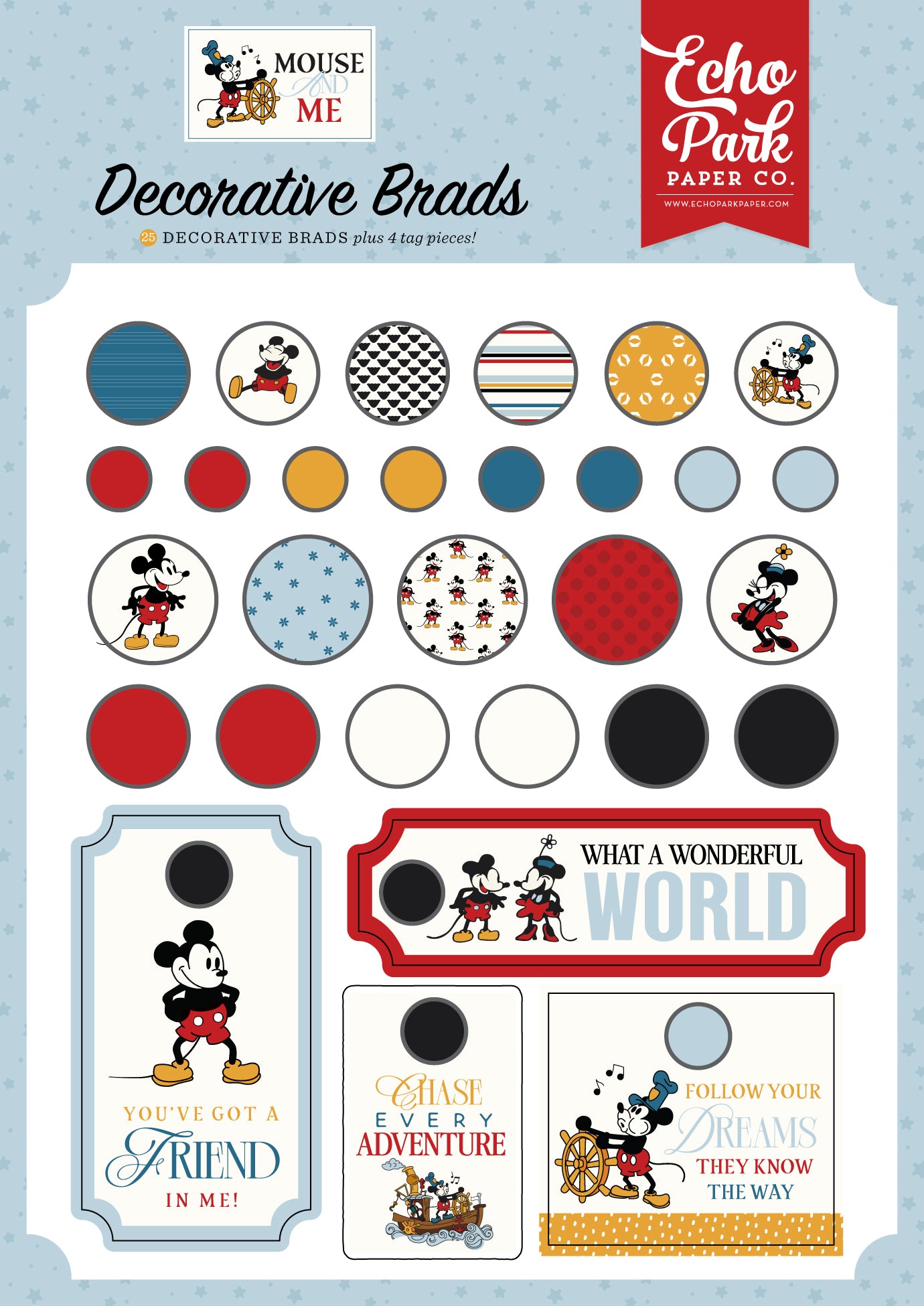 Echo Park - Mouse And Me Collection - Decorative Brads