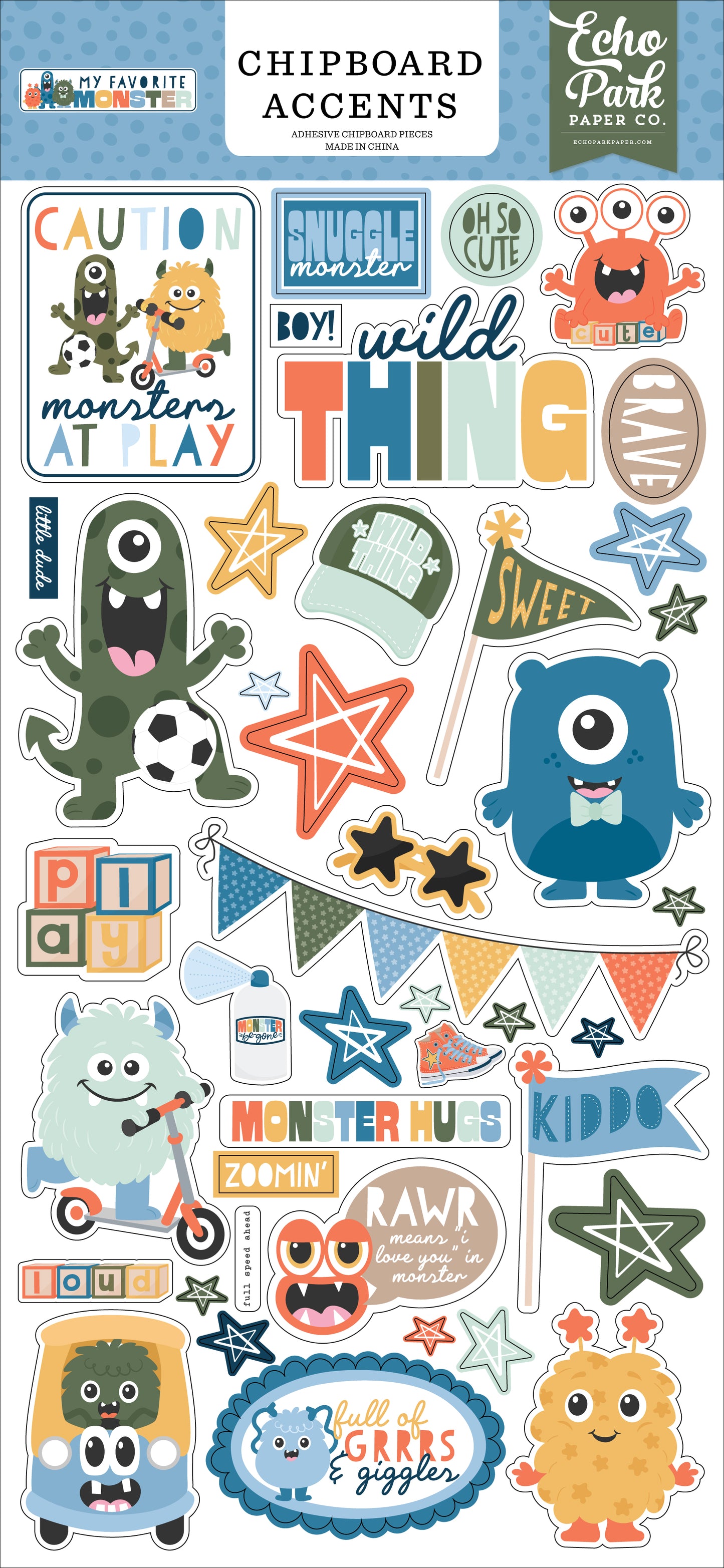 Echo Park - My Favorite Monster Collection - Chipboard Accents