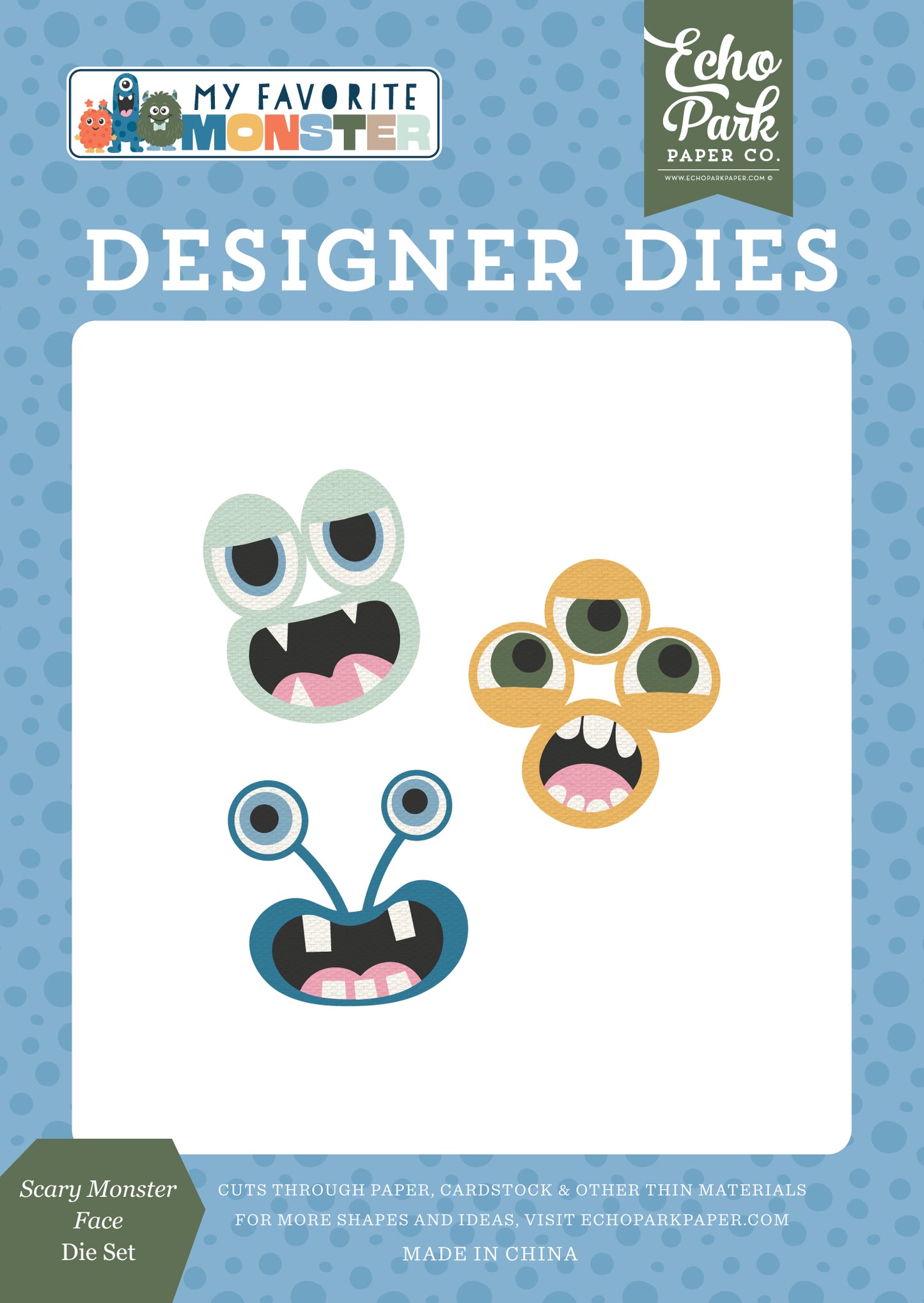 Echo Park - My Favorite Monster Collection - Designer Dies - Scary Monster Face