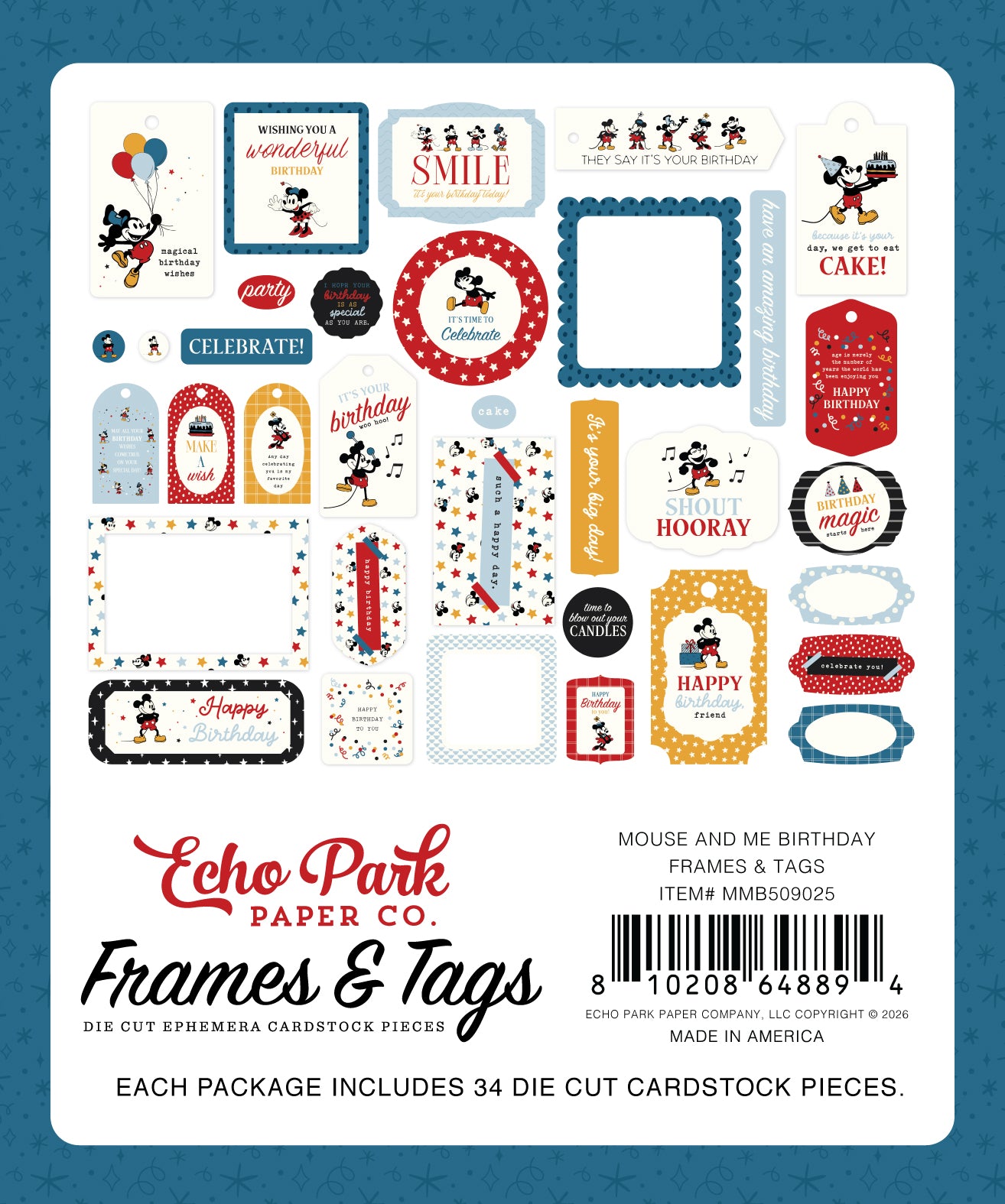 Echo Park - Mouse And Me Birthday Collection - Ephemera - Frames And Tags