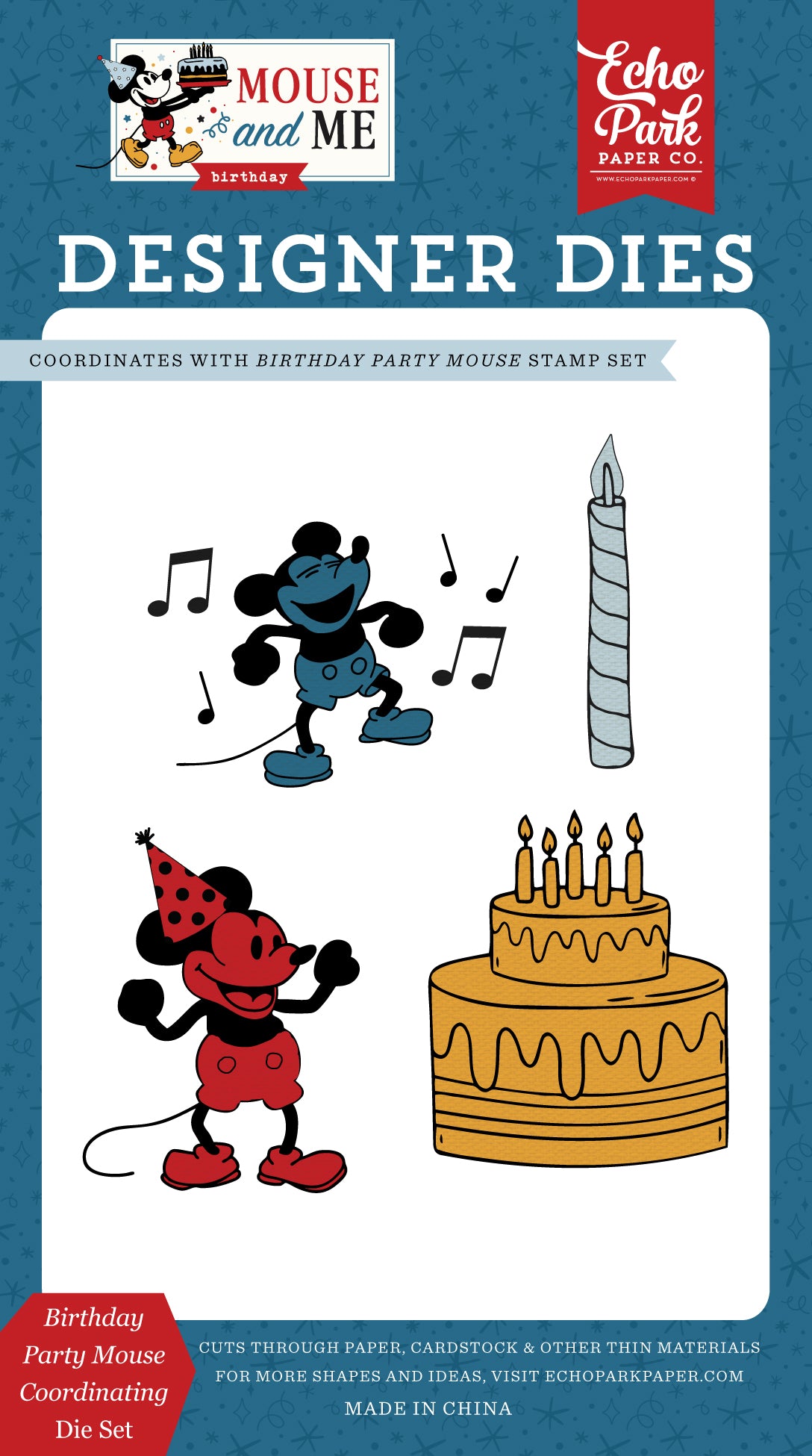 Echo Park - Mouse And Me Birthday Collection - Designer Dies - Birthday Party Mouse