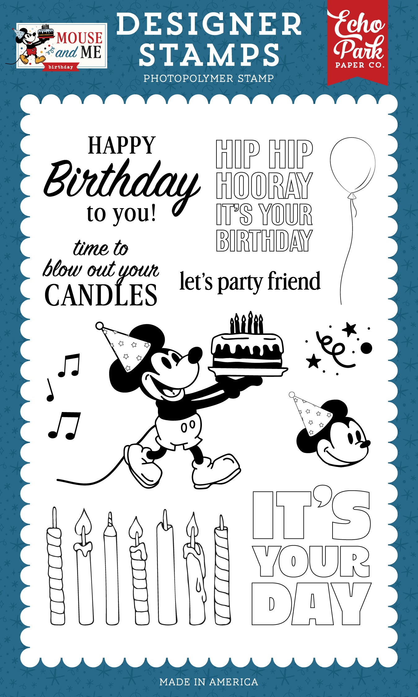 Echo Park - Mouse And Me Birthday Collection - Clear Photopolymer Stamps - Time For Cake Mouse