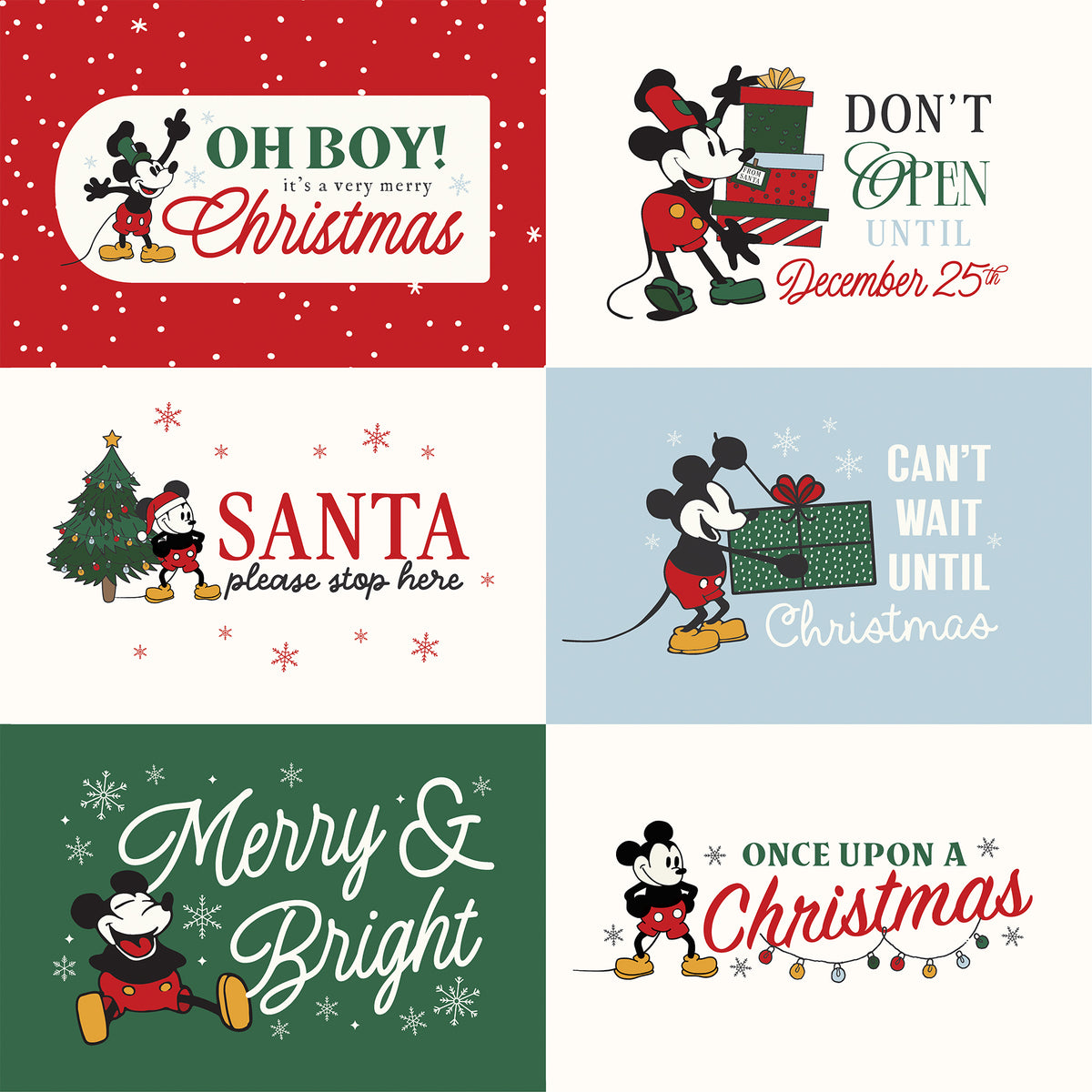 Echo Park - Mouse And Me Christmas Collection - 12 x 12 Double Sided Paper - 6 x 4 Journaling Cards