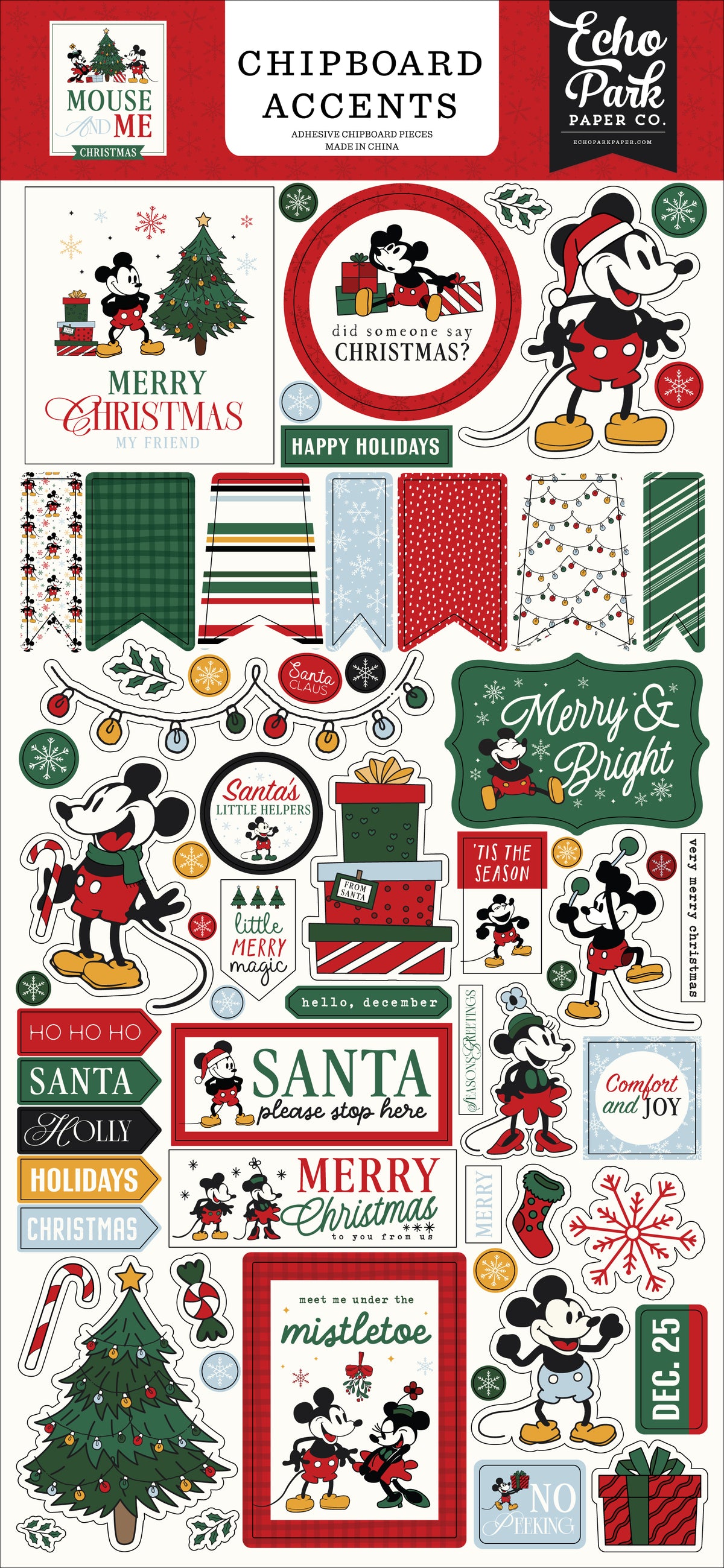 Carta Bella Paper - Mouse And Me Christmas Collection - 6 x 13 Chipboard Accents