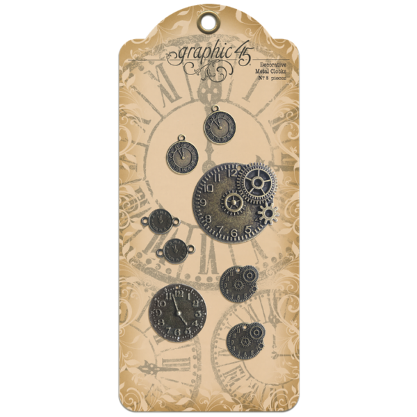 Graphic 45 - Staples Embellishments Collection - Decorative Metal Clocks