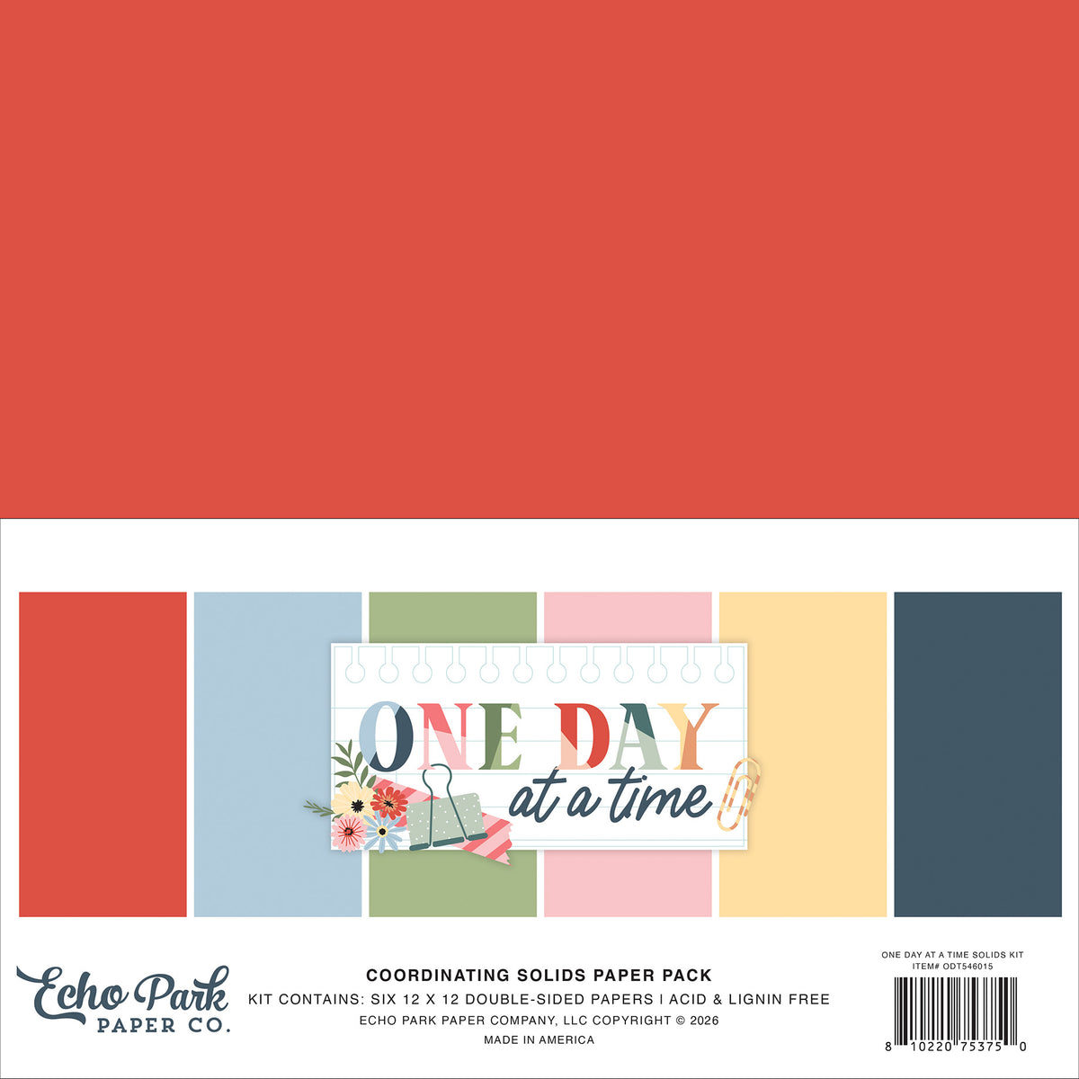 Echo Park - One Day At A Time Collection - 12 x 12 Solids Kit
