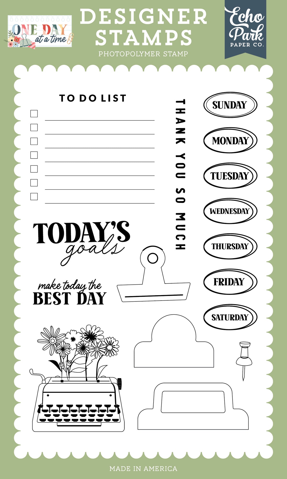 Echo Park - One Day At A Time Collection - Clear Photopolymer Stamps - To Do List