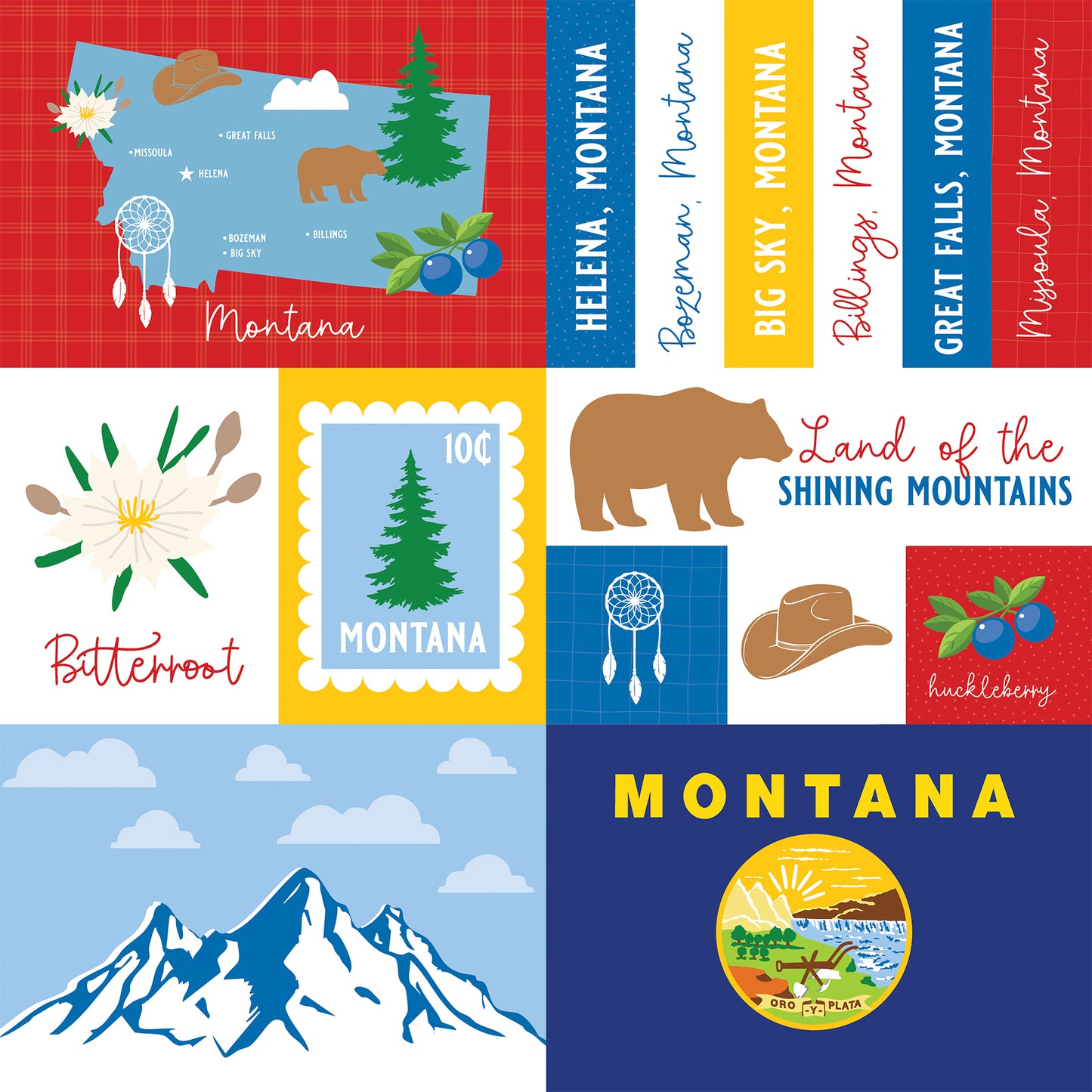 Echo Park - Our United States Collection - 12 x 12 Double Sided Paper - Montana