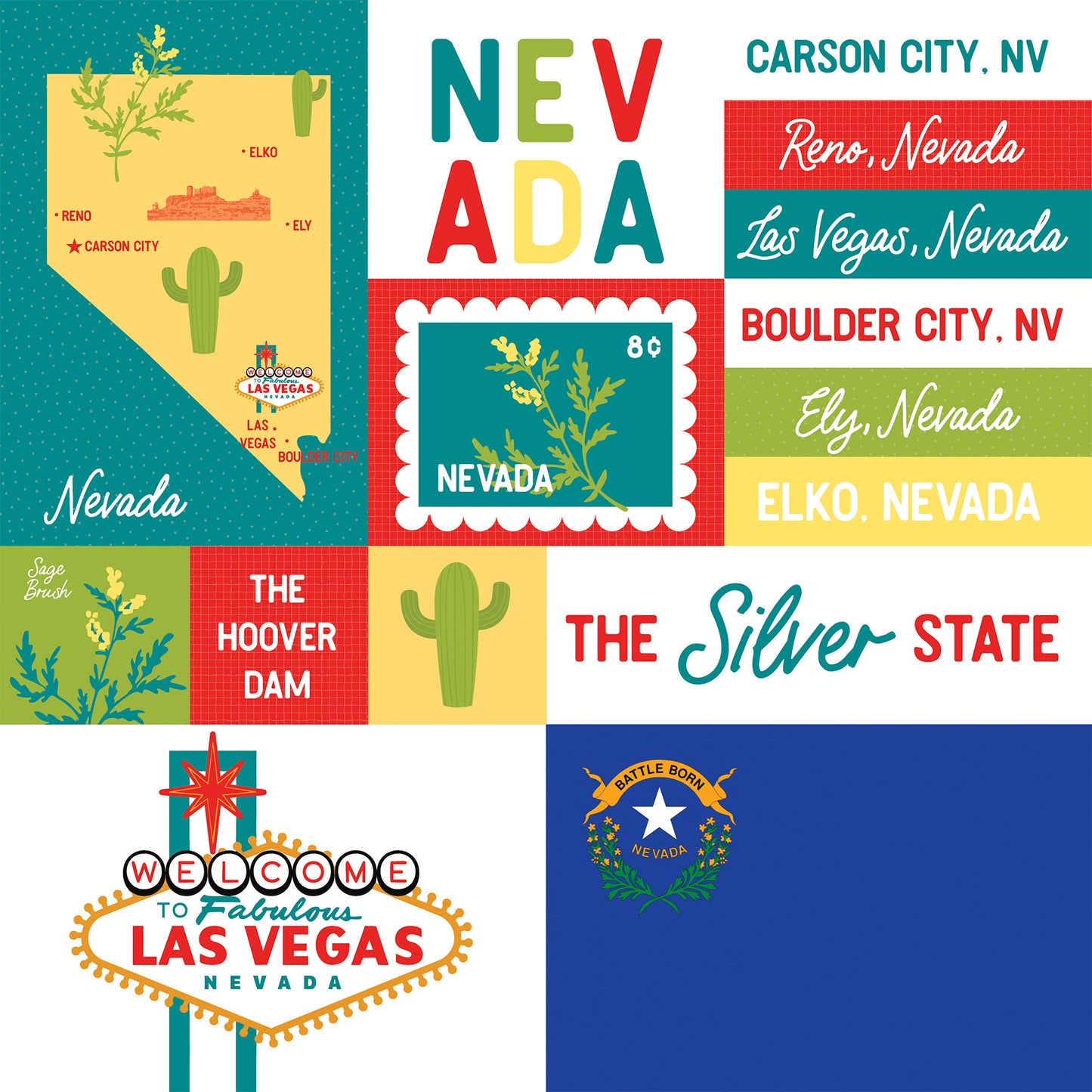 Echo Park - Our United States Collection - 12 x 12 Double Sided Paper - Nevada
