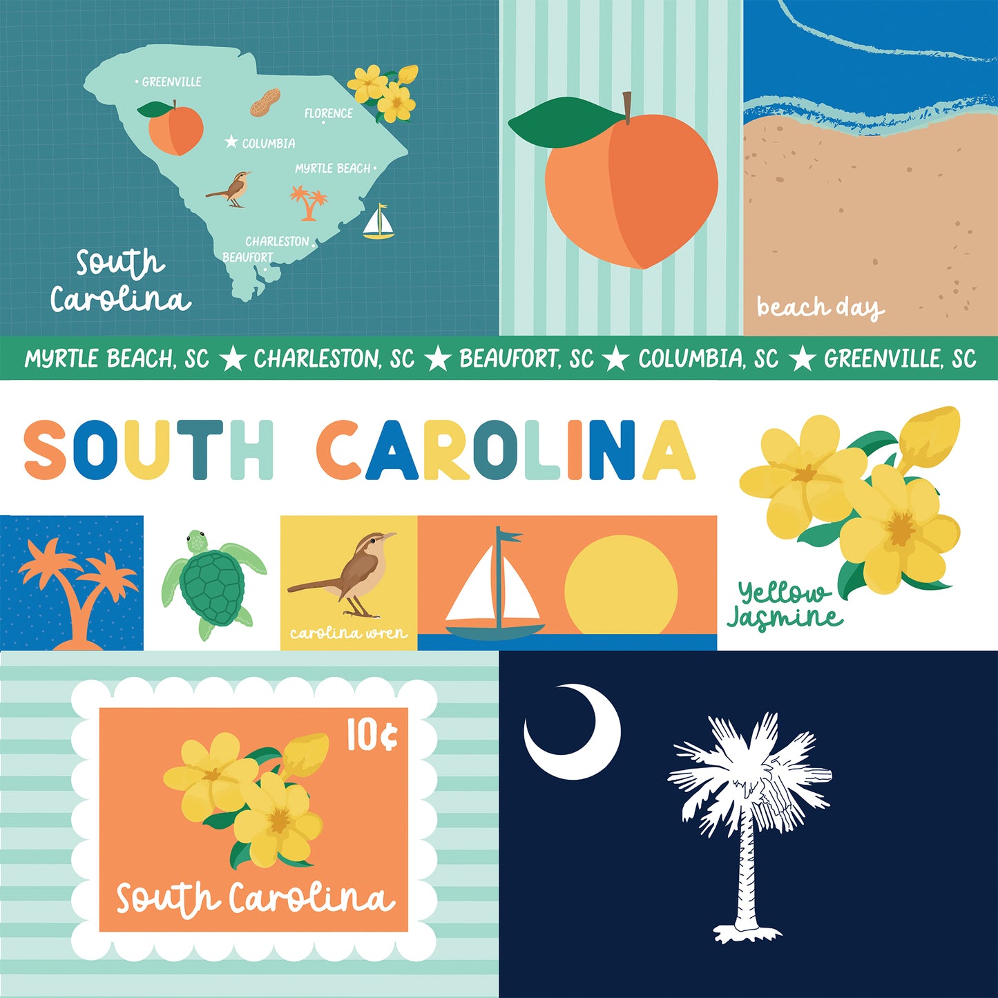 Echo Park - Our United States Collection - 12 x 12 Double Sided Paper - South Carolina
