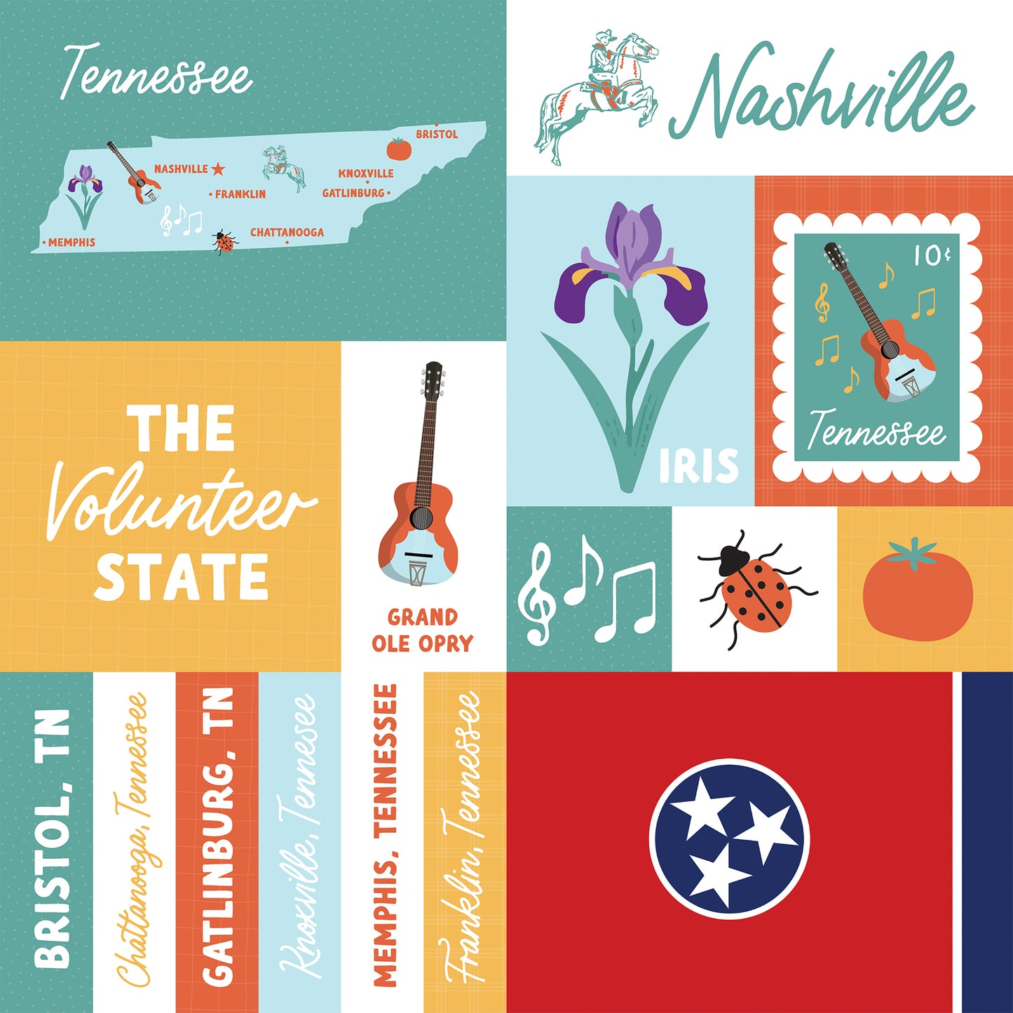 Echo Park - Our United States Collection - 12 x 12 Double Sided Paper - Tennessee