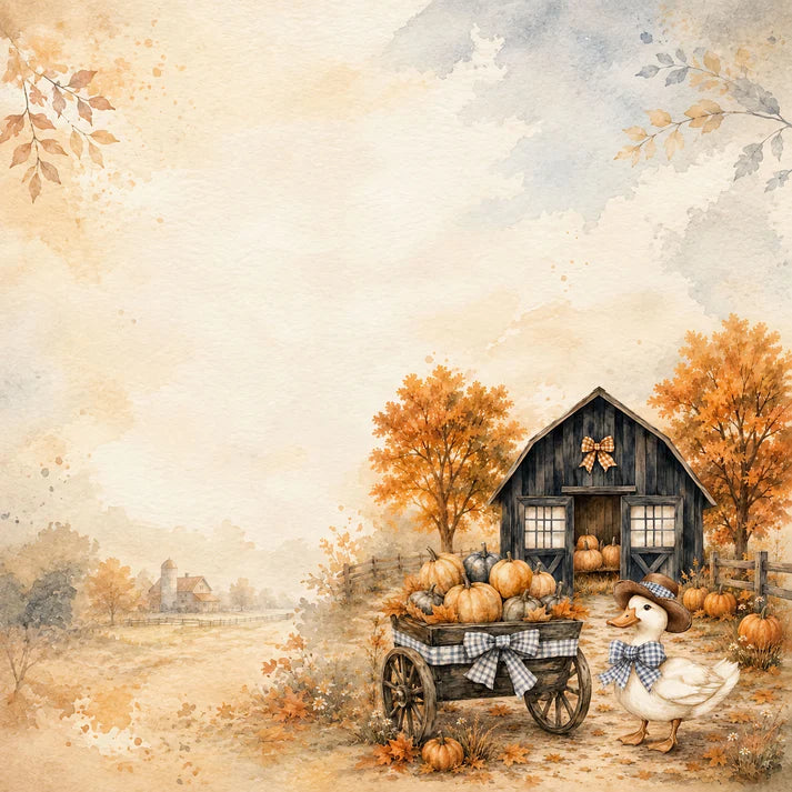 SSC - Pumpkin Cottage Collection - 12 x 12 Double-Sided Paper - Autumn Gatherings