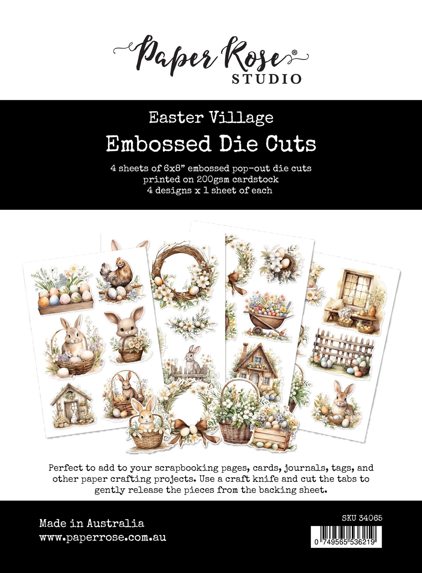 Paper Rose Studio - Easter Village Embossed Die Cuts