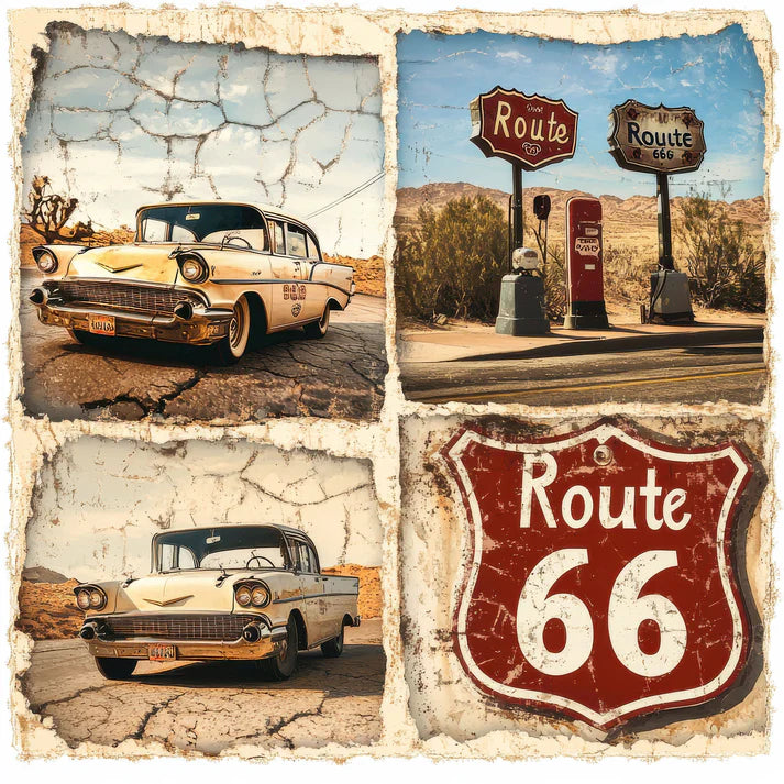 SSC Designs - Road Trip Route 66 Collection - 12 x 12 Double-Sided Scrapbook Paper - Route 66 Roadmap