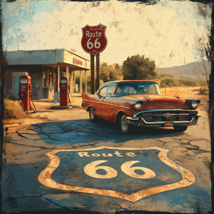 SSC Designs - Road Trip Route 66 Collection - 12 x 12 Double-Sided Scrapbook Paper - Souvenir Strip