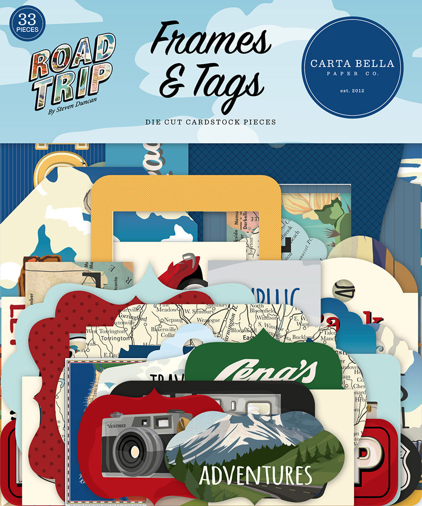 Carta Bella Paper - Road Trip Collection - Ephemera - Frames and Tags