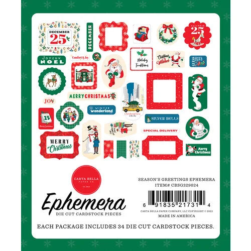 Carta Bella Paper - Seasons Greetings Collection - Christmas - Ephemera