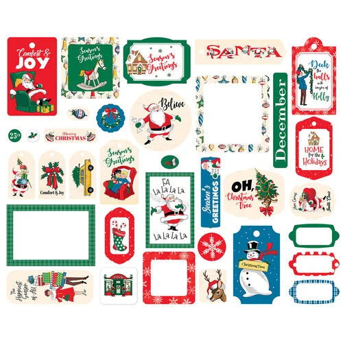 Carta Bella Paper - Seasons Greetings Collection - Christmas - Ephemera - Frames and Tags