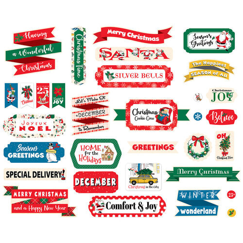 Carta Bella Paper - Seasons Greetings Collection - Christmas - Ephemera - Titles and Phrases