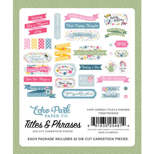 Echo Park - Fairy Garden Collection - Ephemera - Titles and Phrases